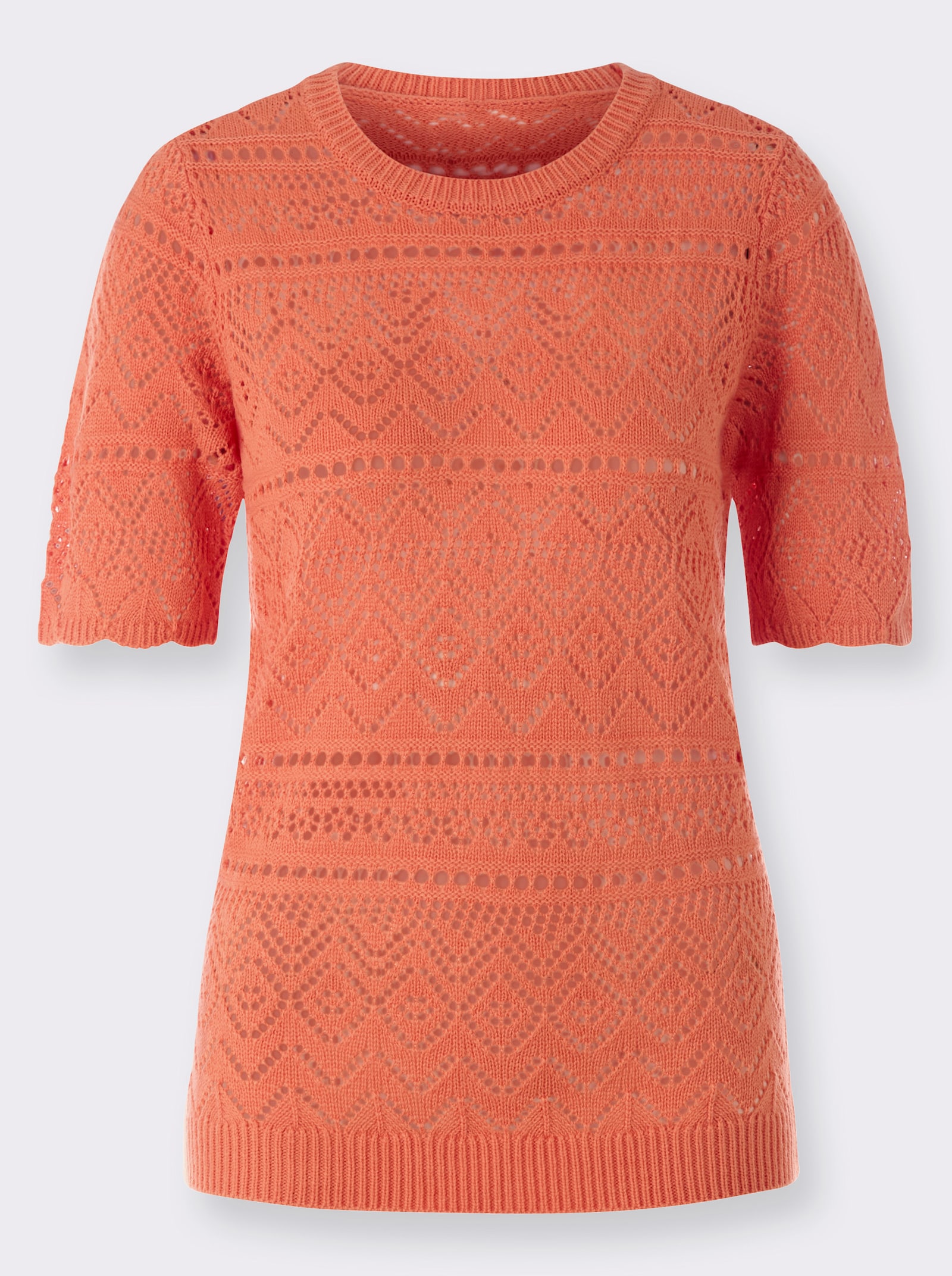 Ajourpullover in pflegeleichter Qualität - papaya