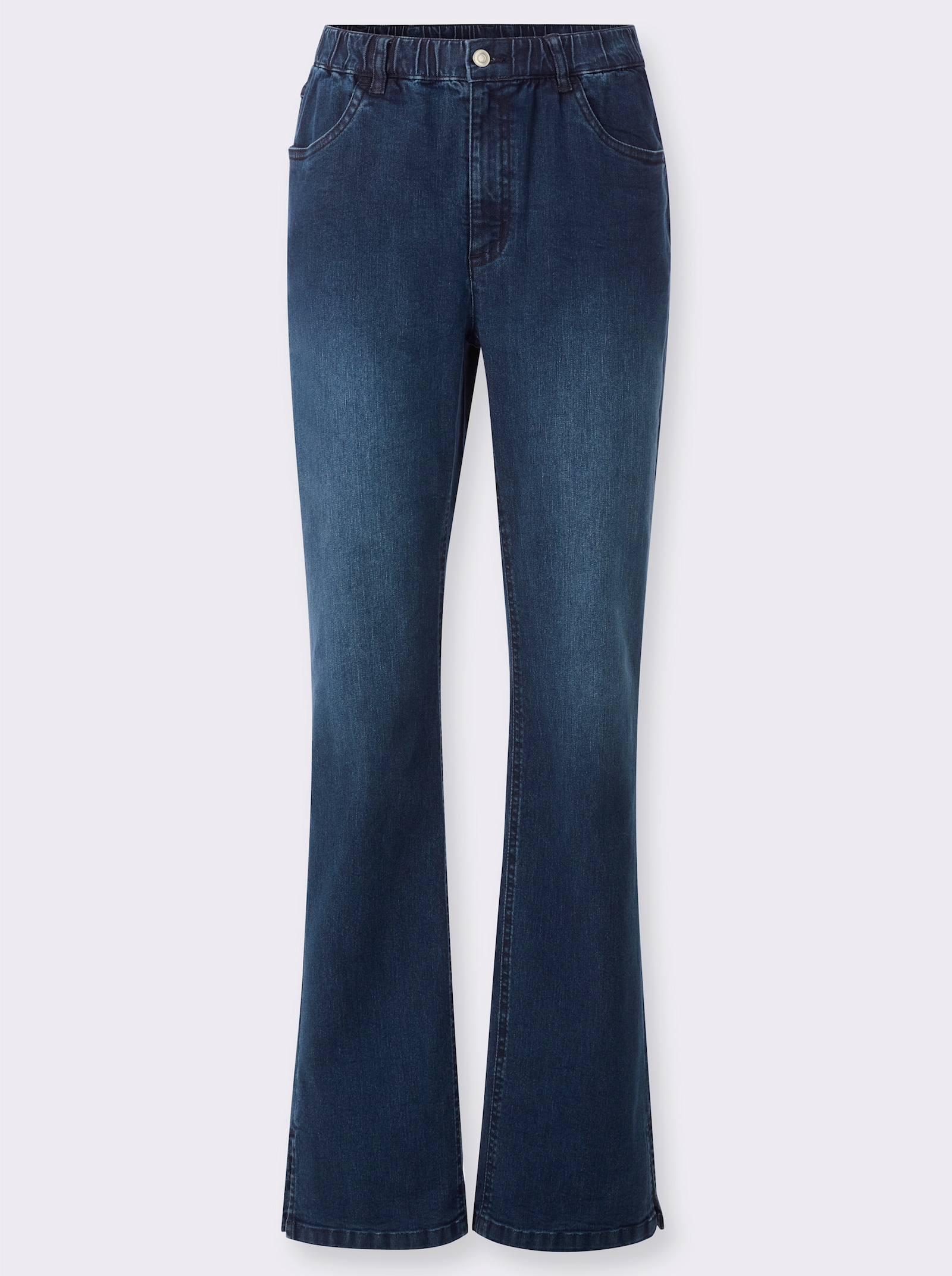 Jeans mit weitem Bein und Schlitz - blue-stone-washed