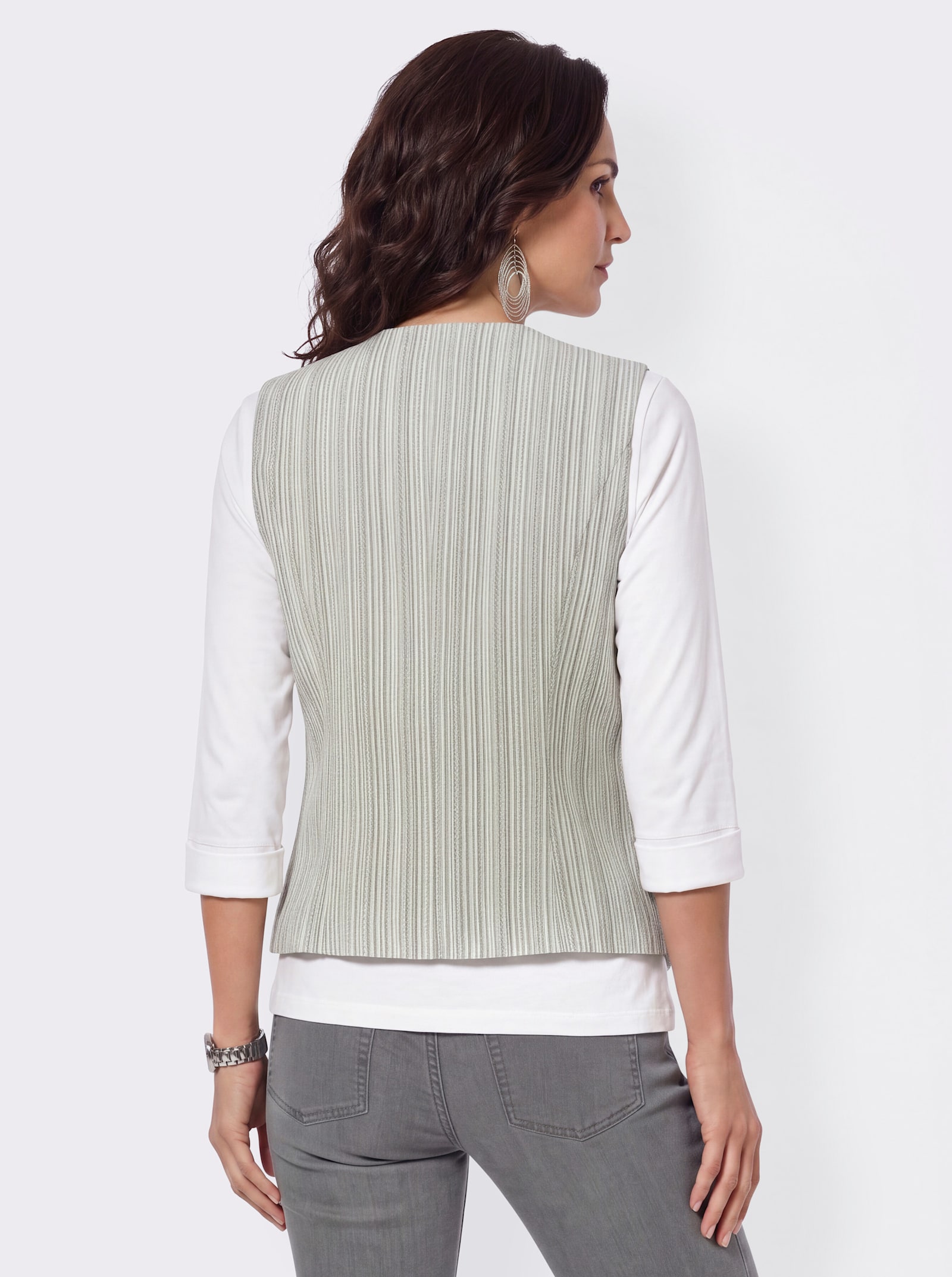 Weste mit Jacquard-Streifenmuster - champagner-khaki-gestreift
