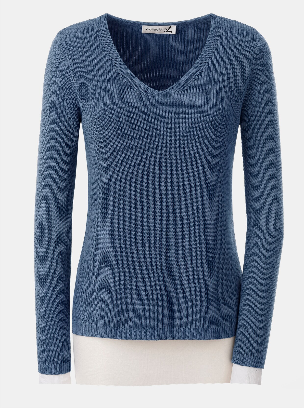 Pull à encolure en V - bleu jean