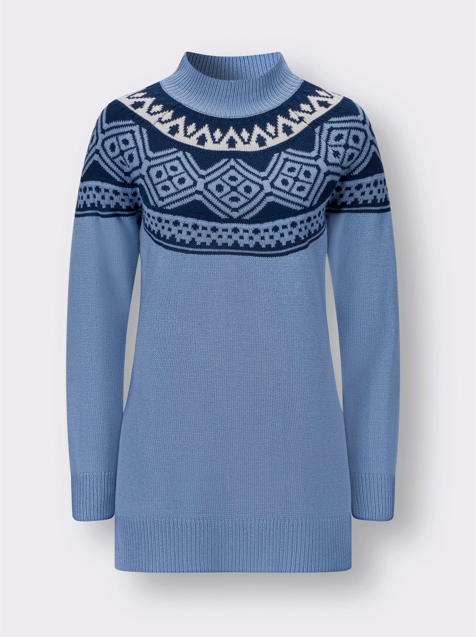 Longpullover mit Norwegermuster - bleu-dunkelblau