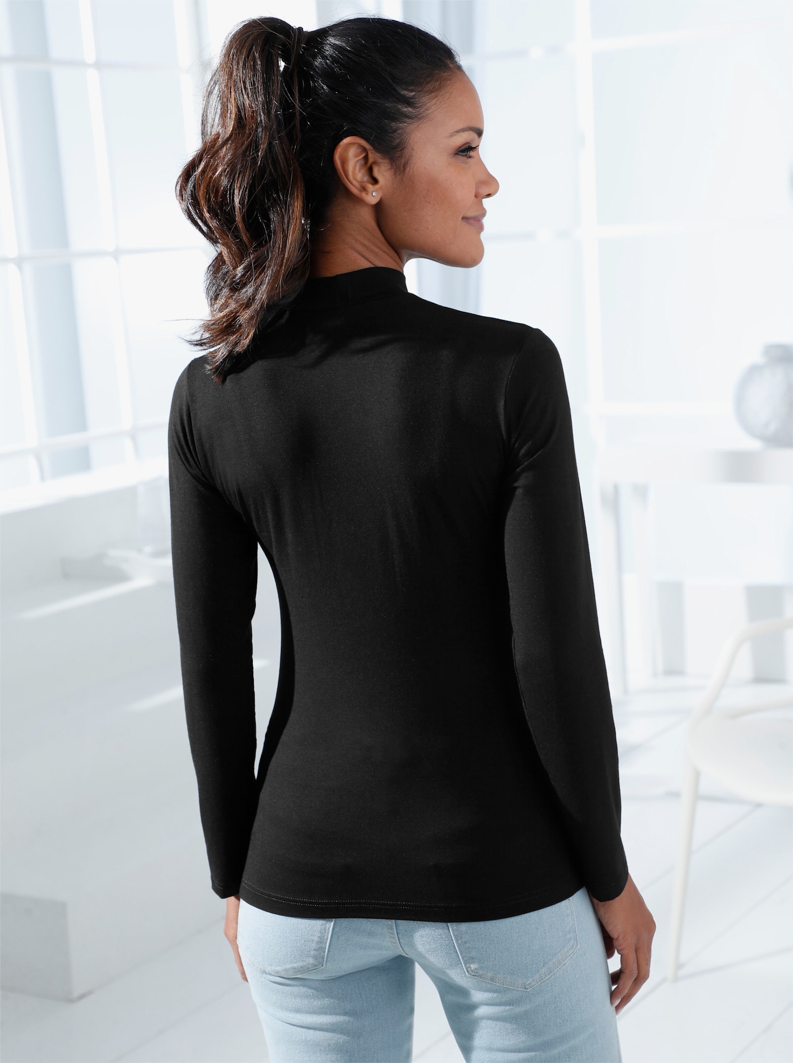 wäschepur Langarm Blazershirt - schwarz