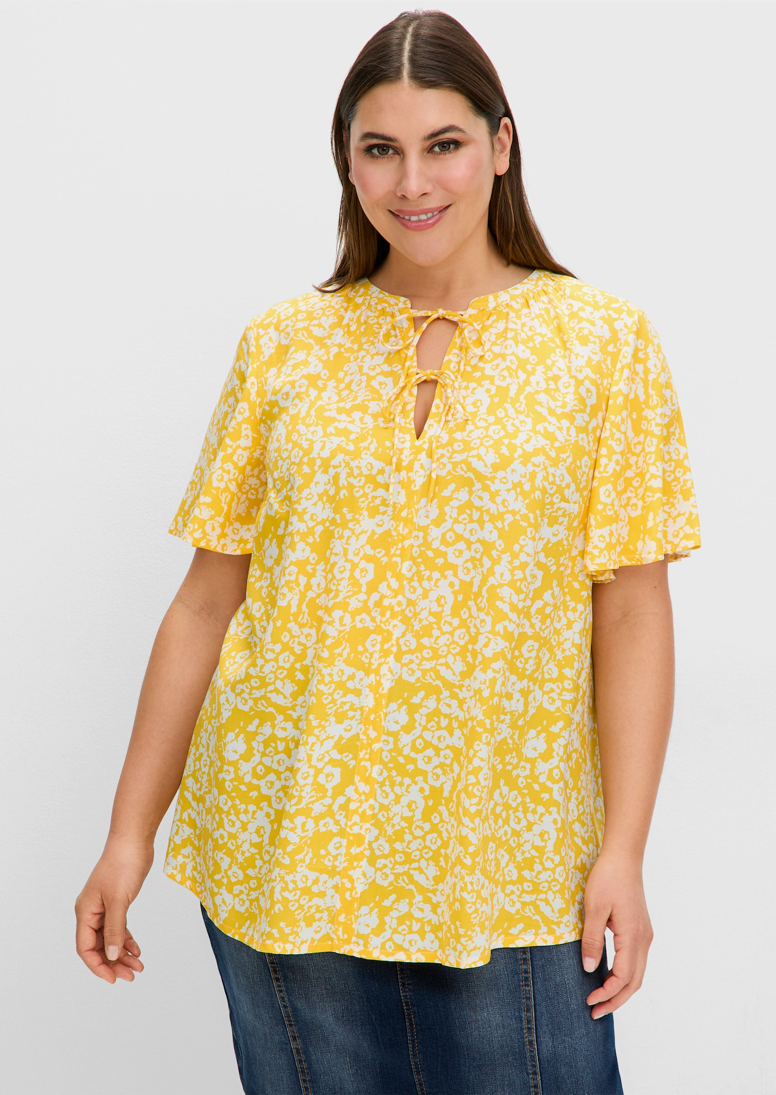 sheego Tunika mit Blütenprint - sonnengelb-gemustert