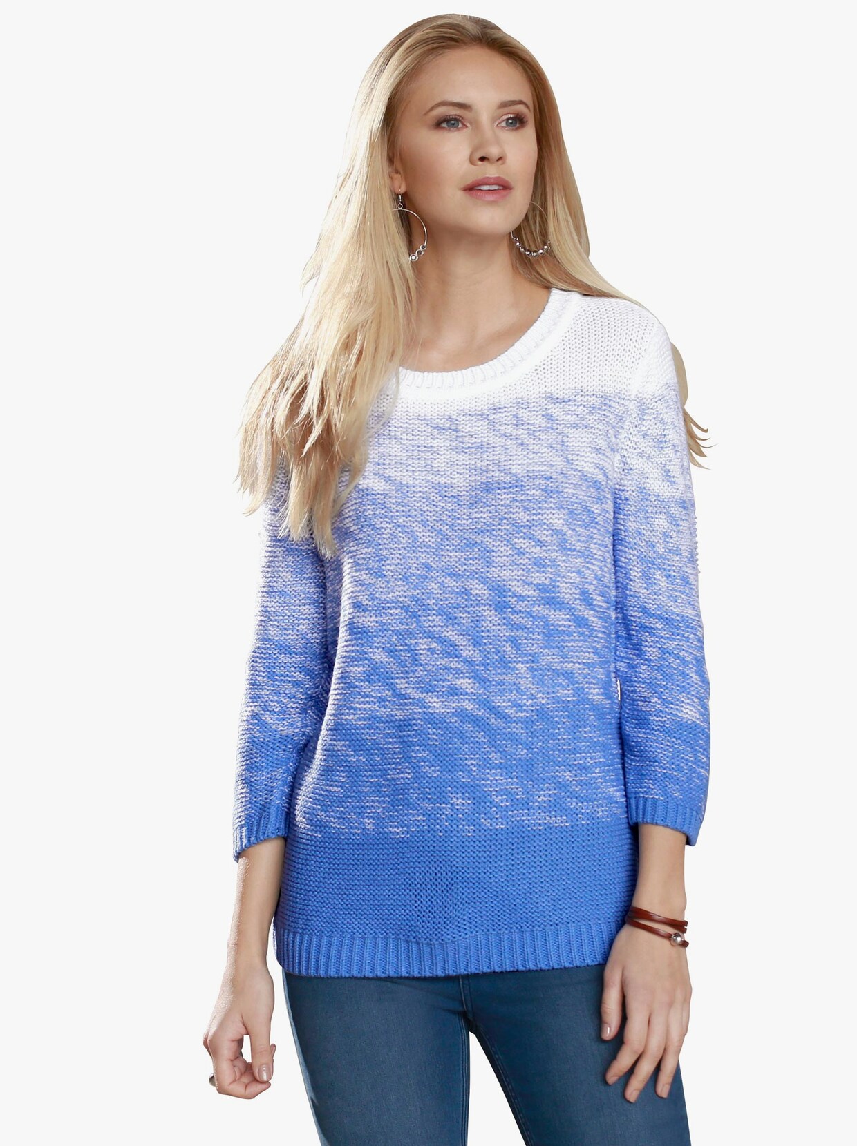 Pullover met 3/4-mouwen - blauw