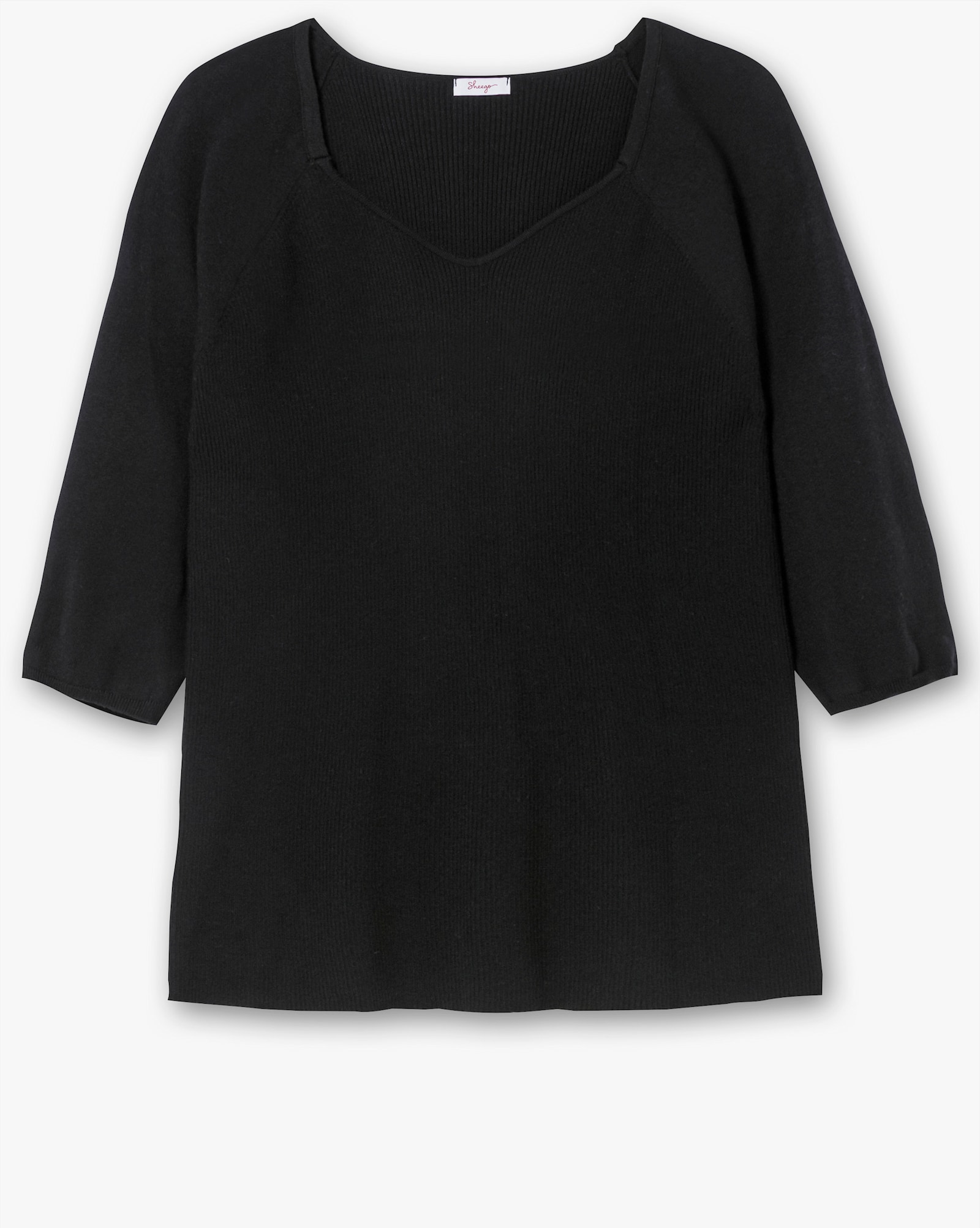 sheego Pullover mit 3/4-Raglanärmel - schwarz