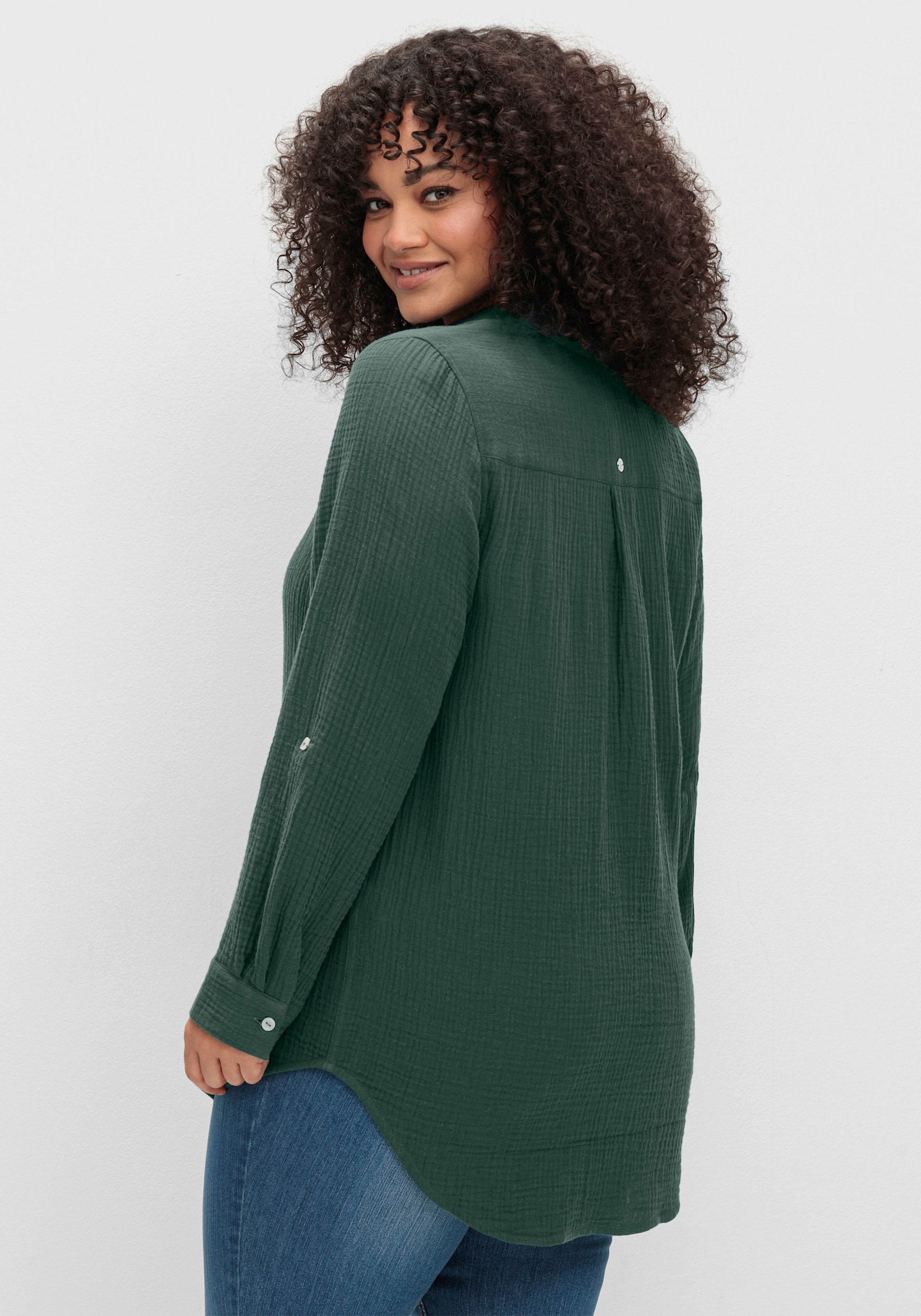 sheego Baumwollbluse in Musselinqualität - moos