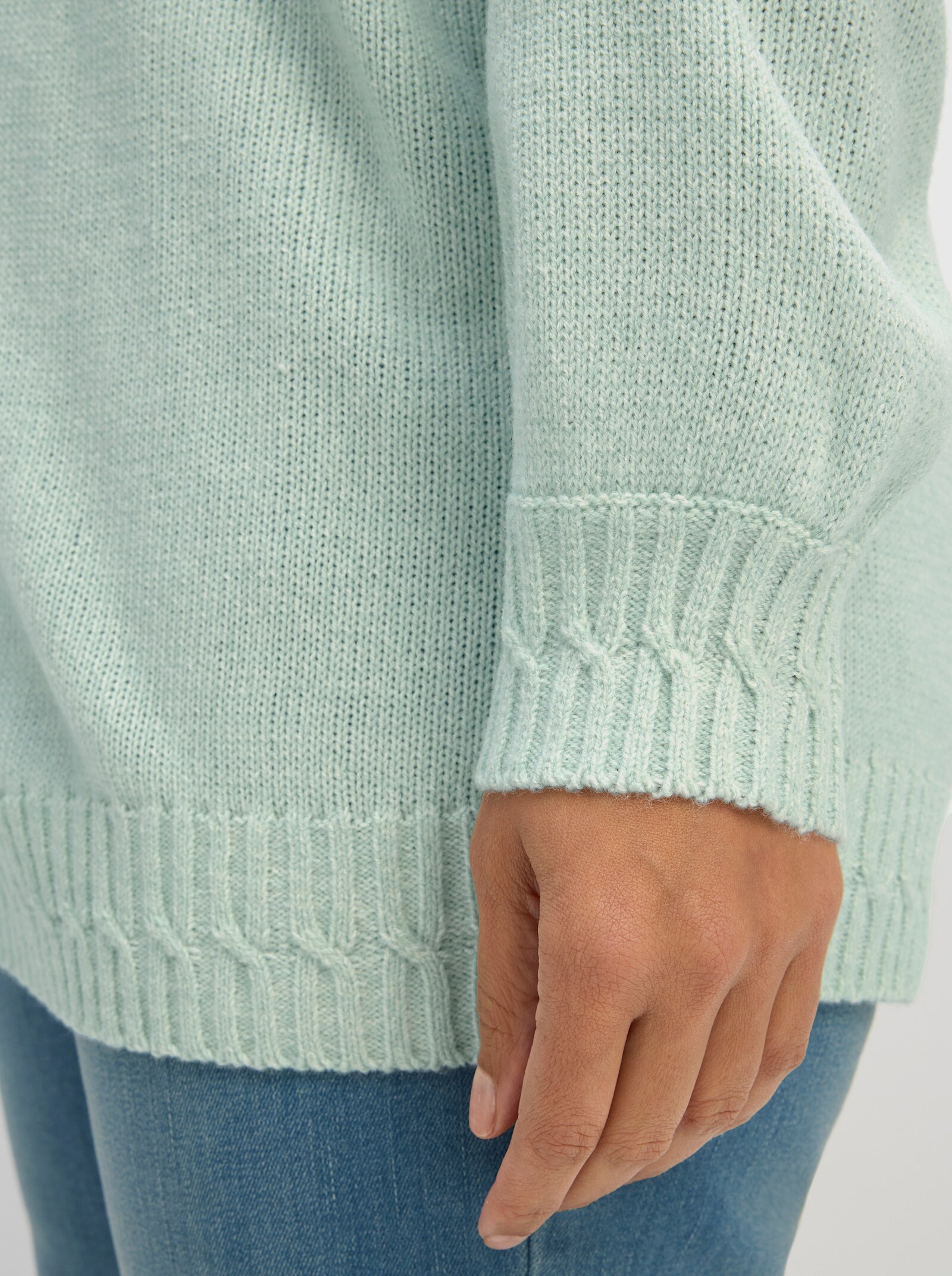sheego Strickpullover mit U-Boot-Ausschnitt - zartmint-meliert