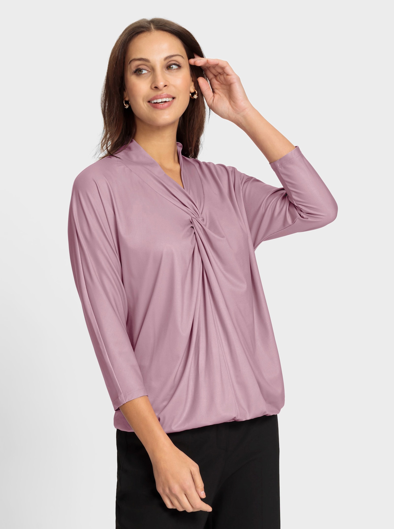 Shirt met vleermuismouwen en knoopdetail - mauve