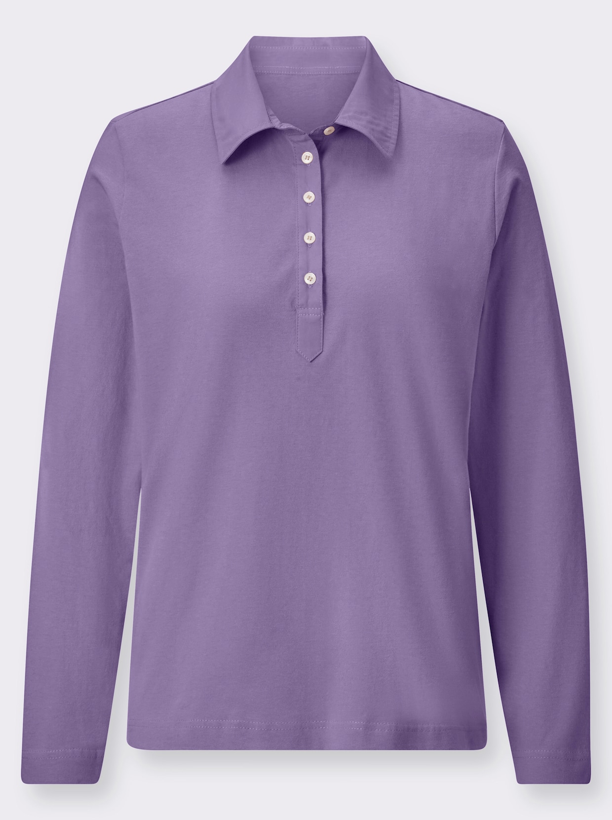 Langarm-Poloshirt - lavendel