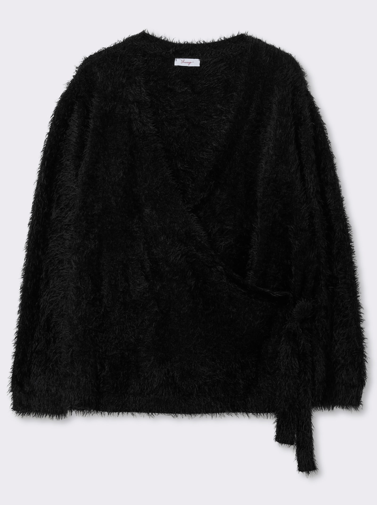 sheego Wickelpullover mit Flauschgarn - schwarz