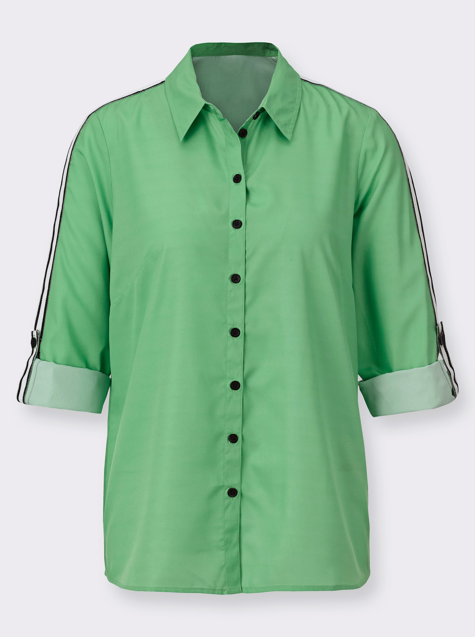 Hemdbluse mit Kontraststreifen - apfel