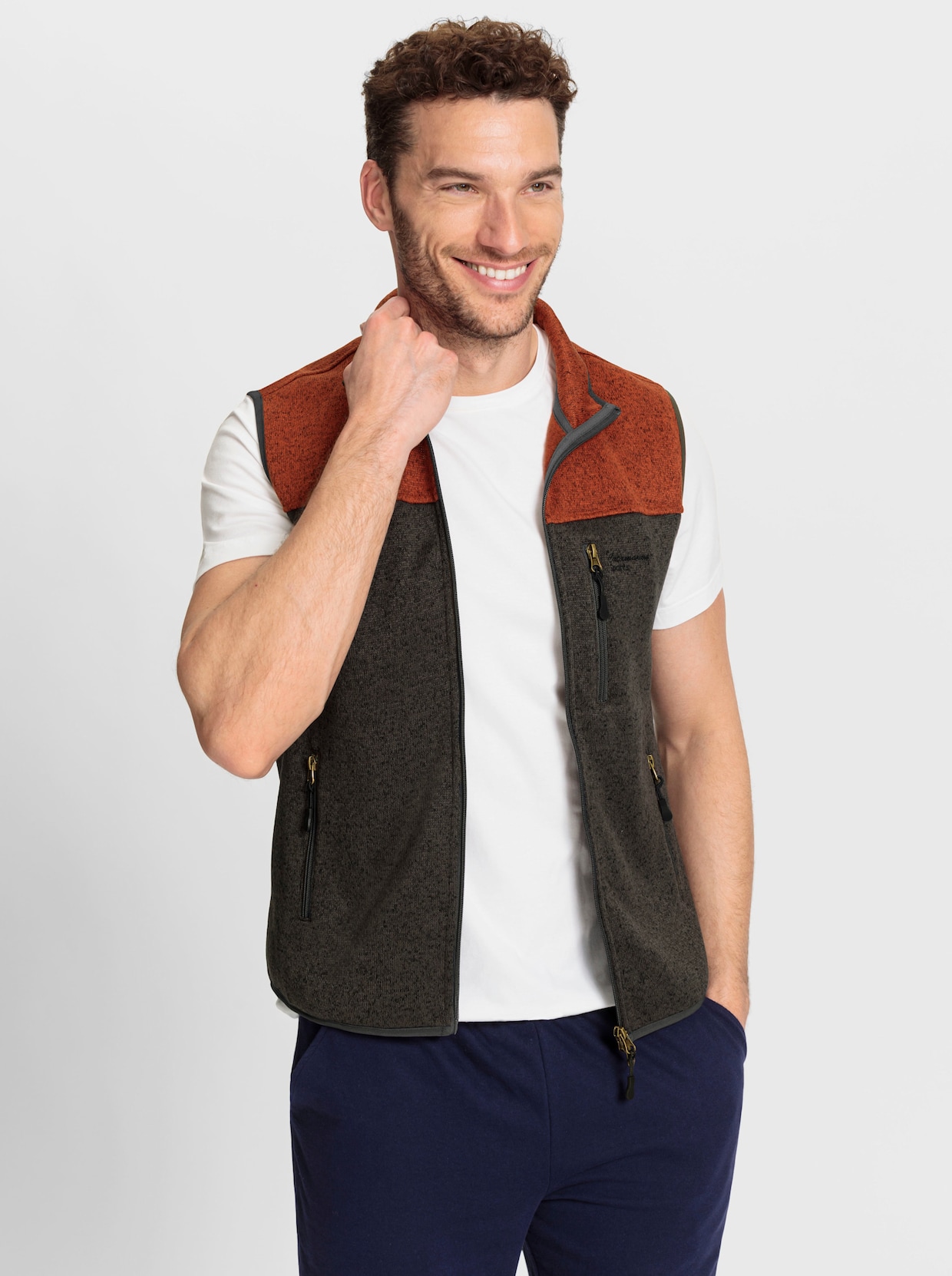 Catamaran Sports Fleecegilet - antraciet/roestrood gemêleerd