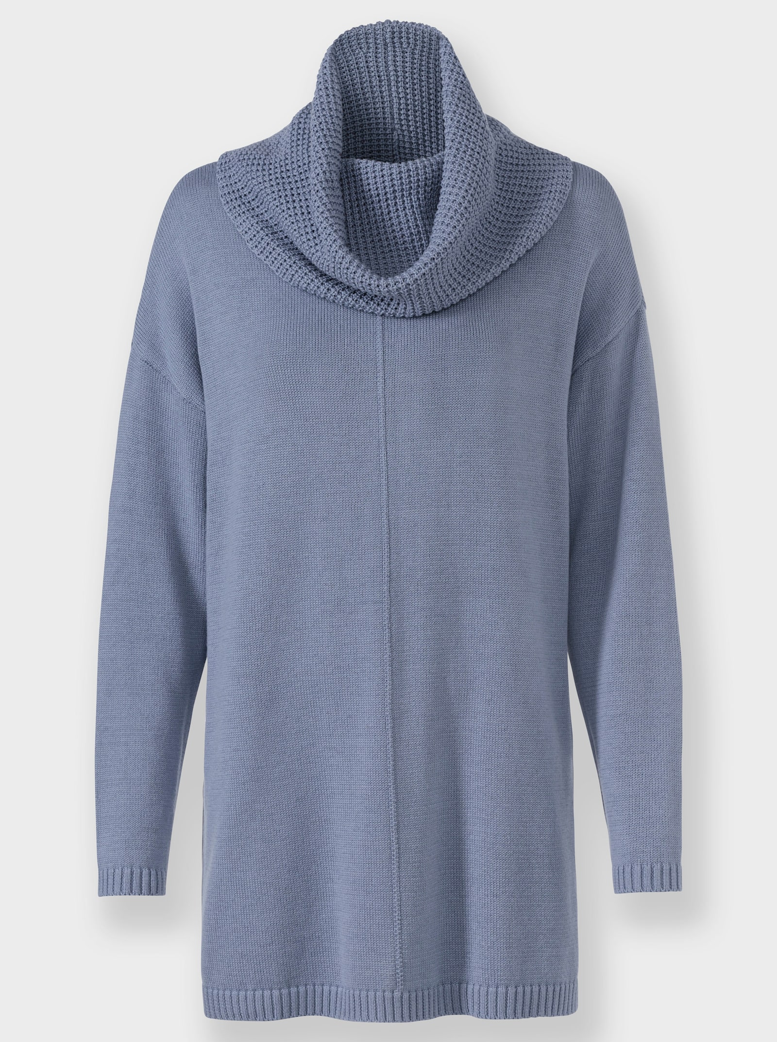 heine Lange pullover met wijde rolkraag - duivenblauw