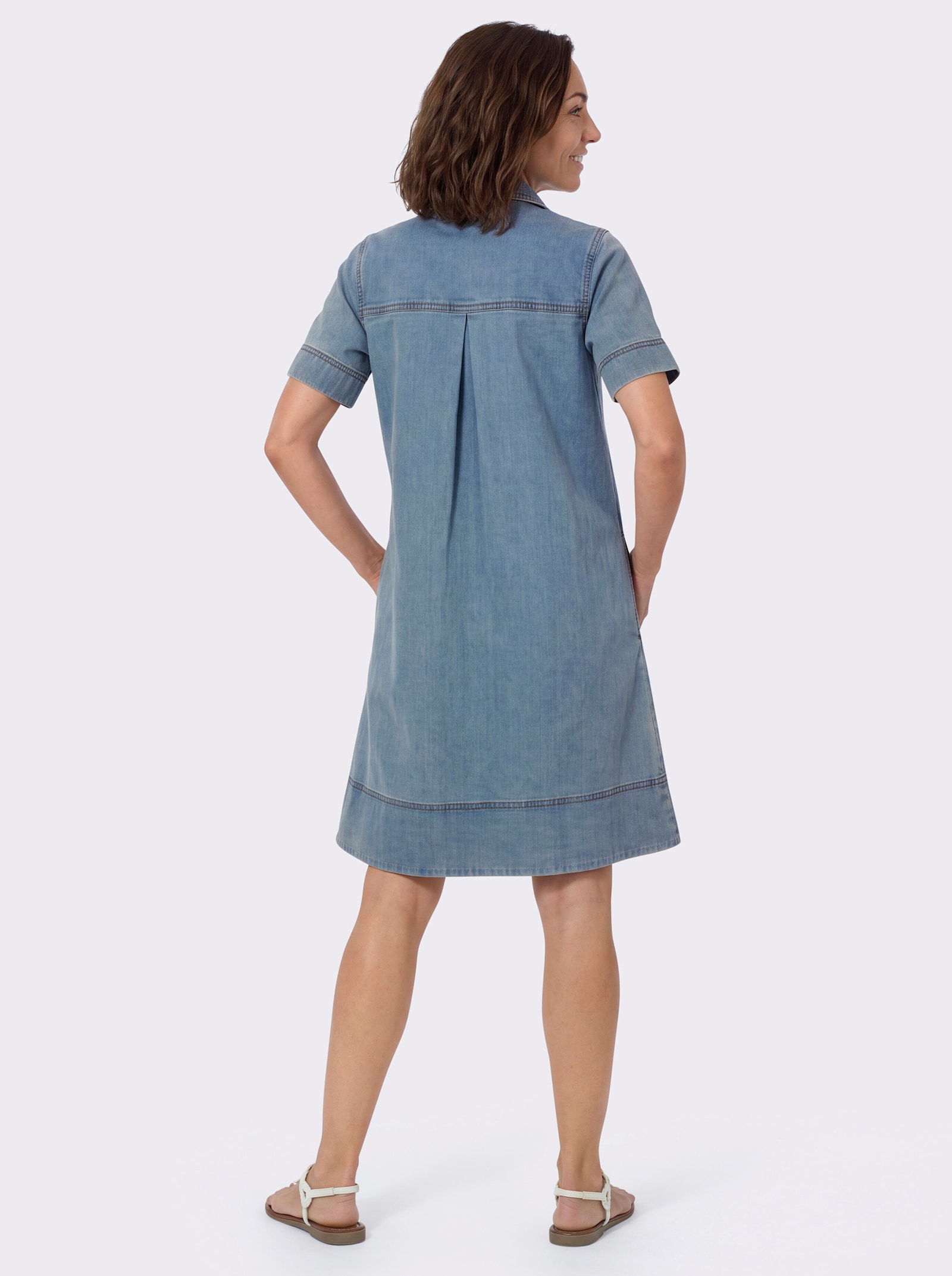 Jeanskleid in figurfreundlicher A-Linie - blue-bleached