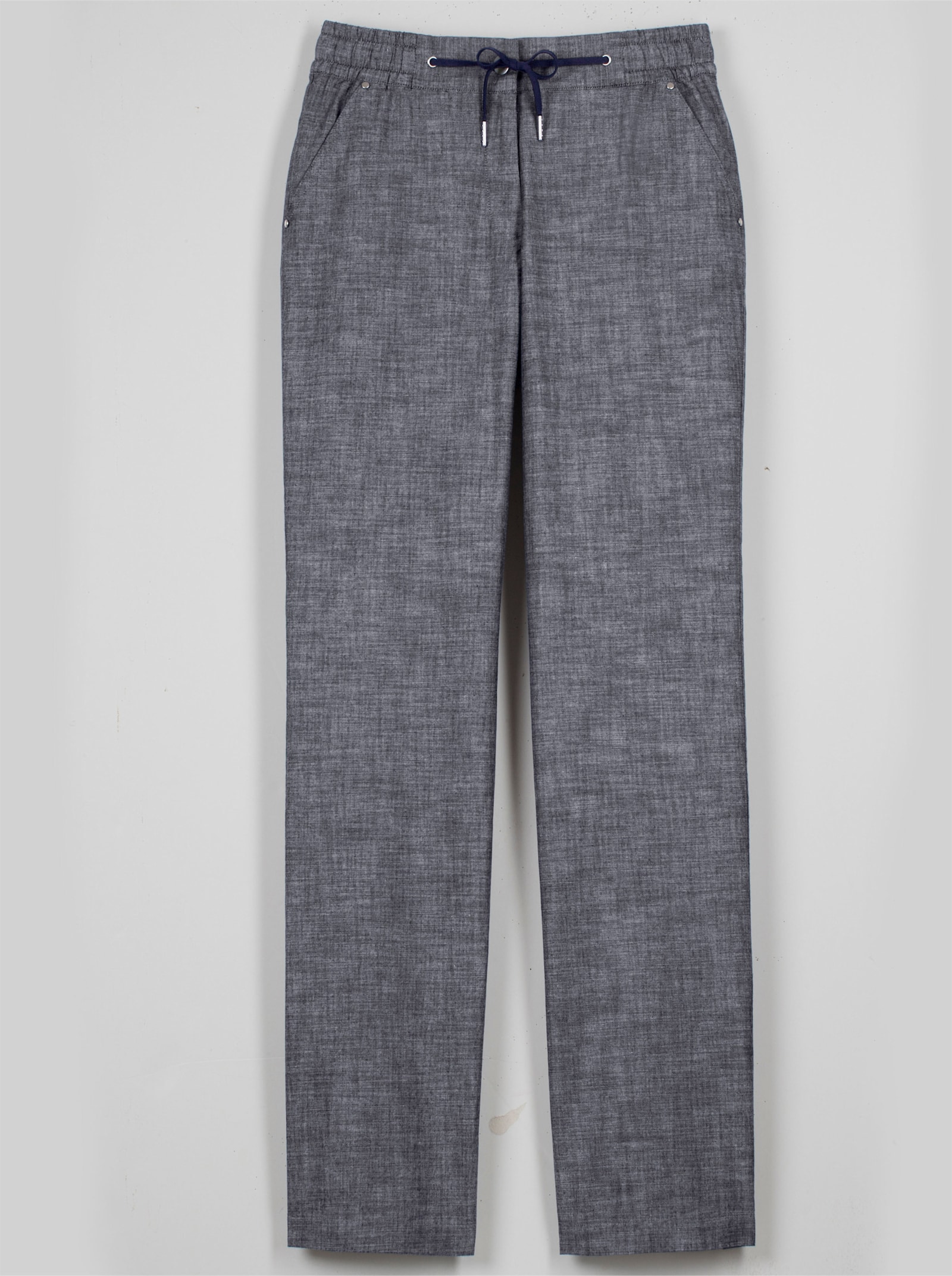 Bootcut-broek met comfortband en tunnelkoord - marine