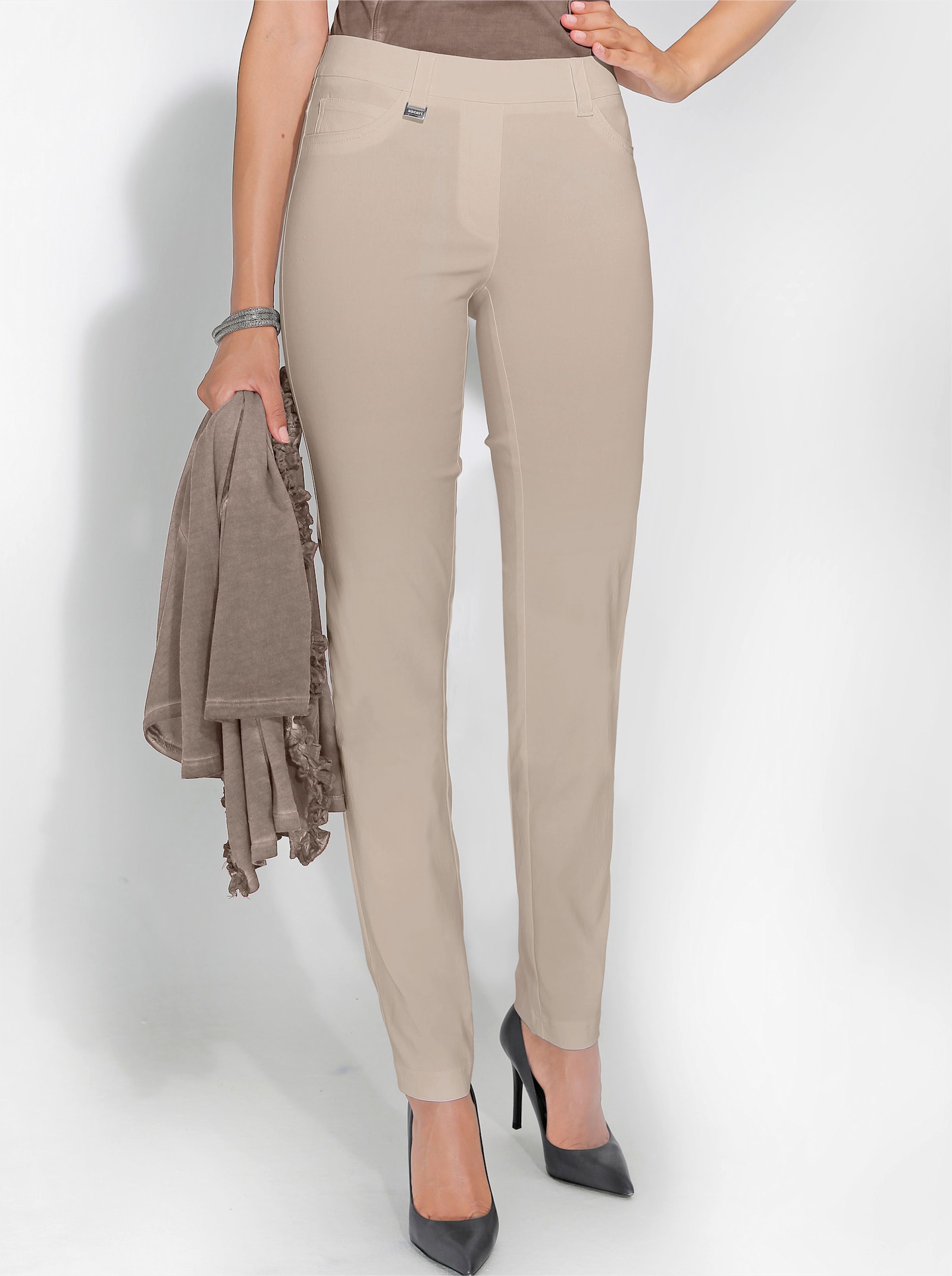 Ascari Pantalon extensible en bengaline facile à enfiler - beige