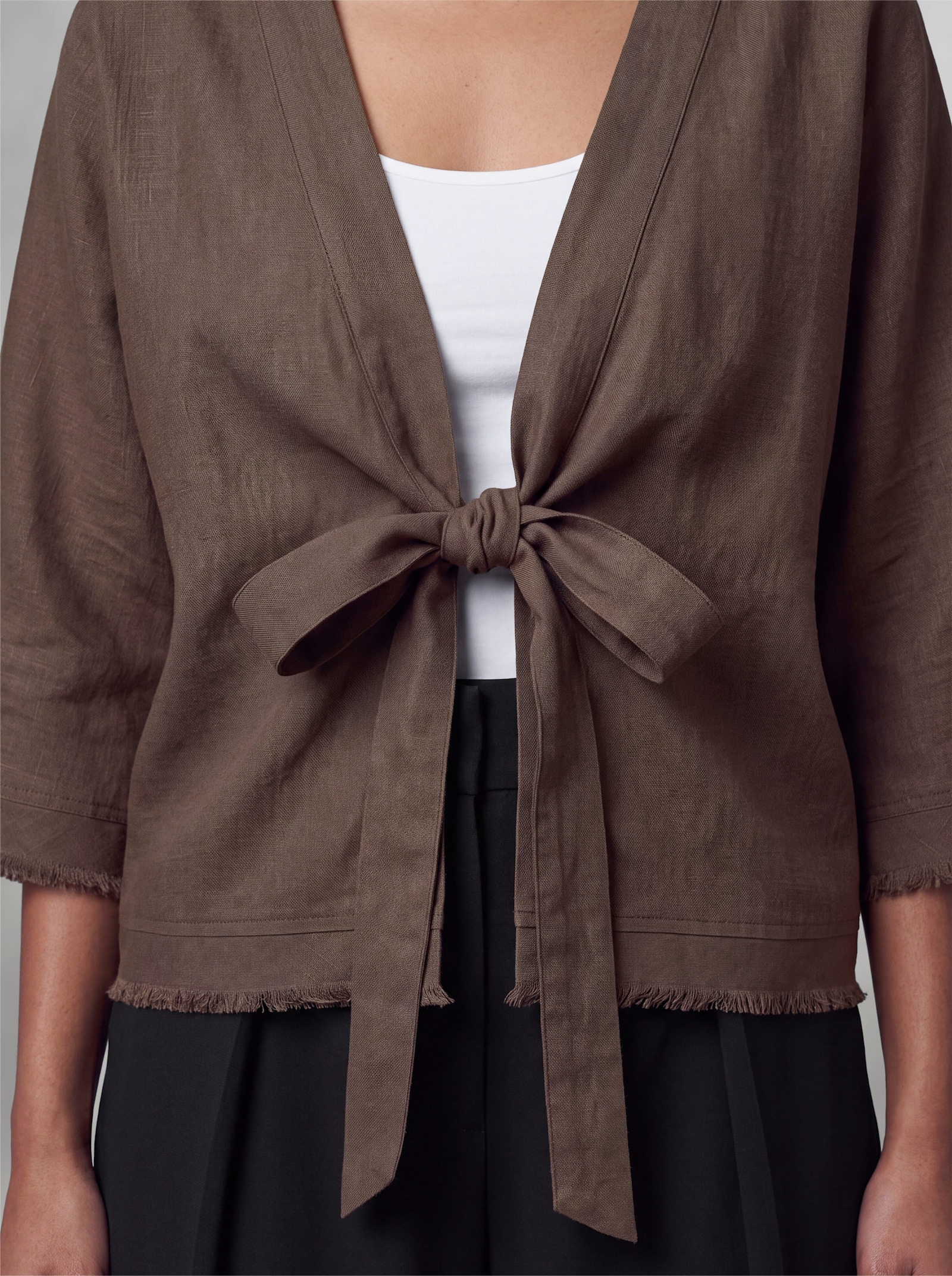 heine Blusenjacke mit Fransenborte - schoko