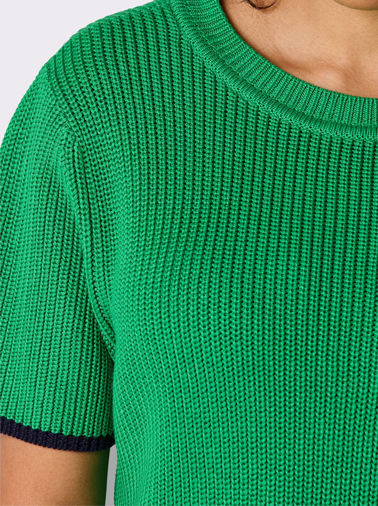 CREATION L PREMIUM Kurzarmpullover - grasgrün