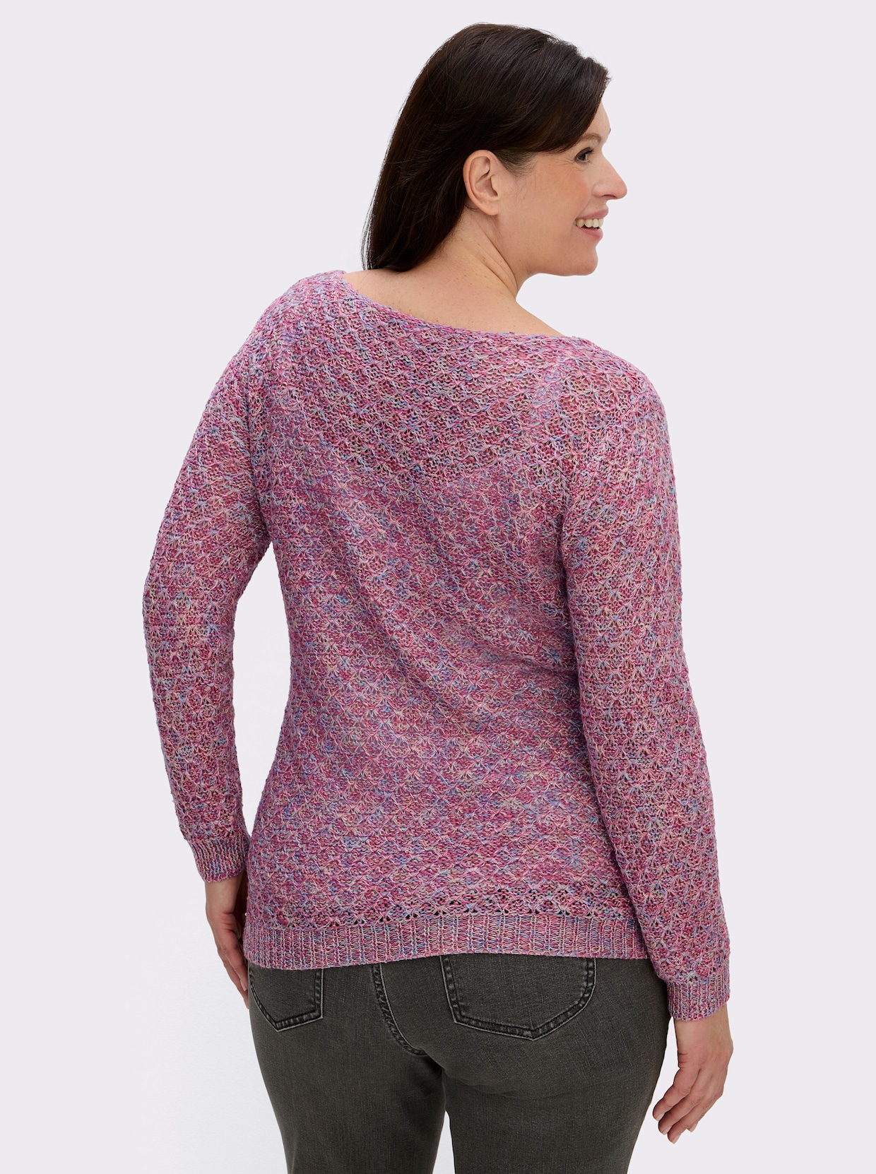 Rundhalspullover mit Multicolor-Garn - fuchsia-gemustert