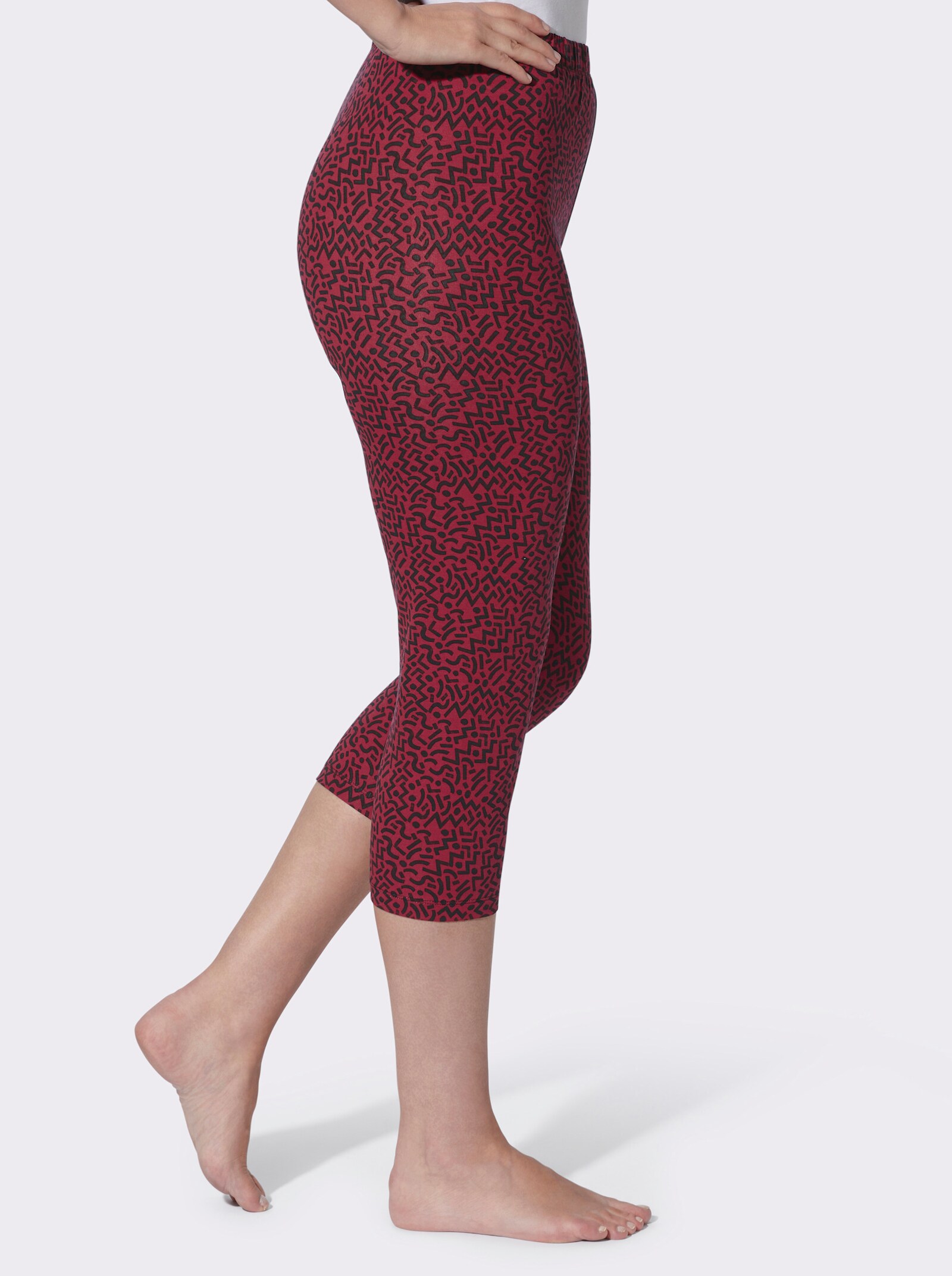 Leggings im grafischen Druckmuster - kirsche-schwarz-bedruckt