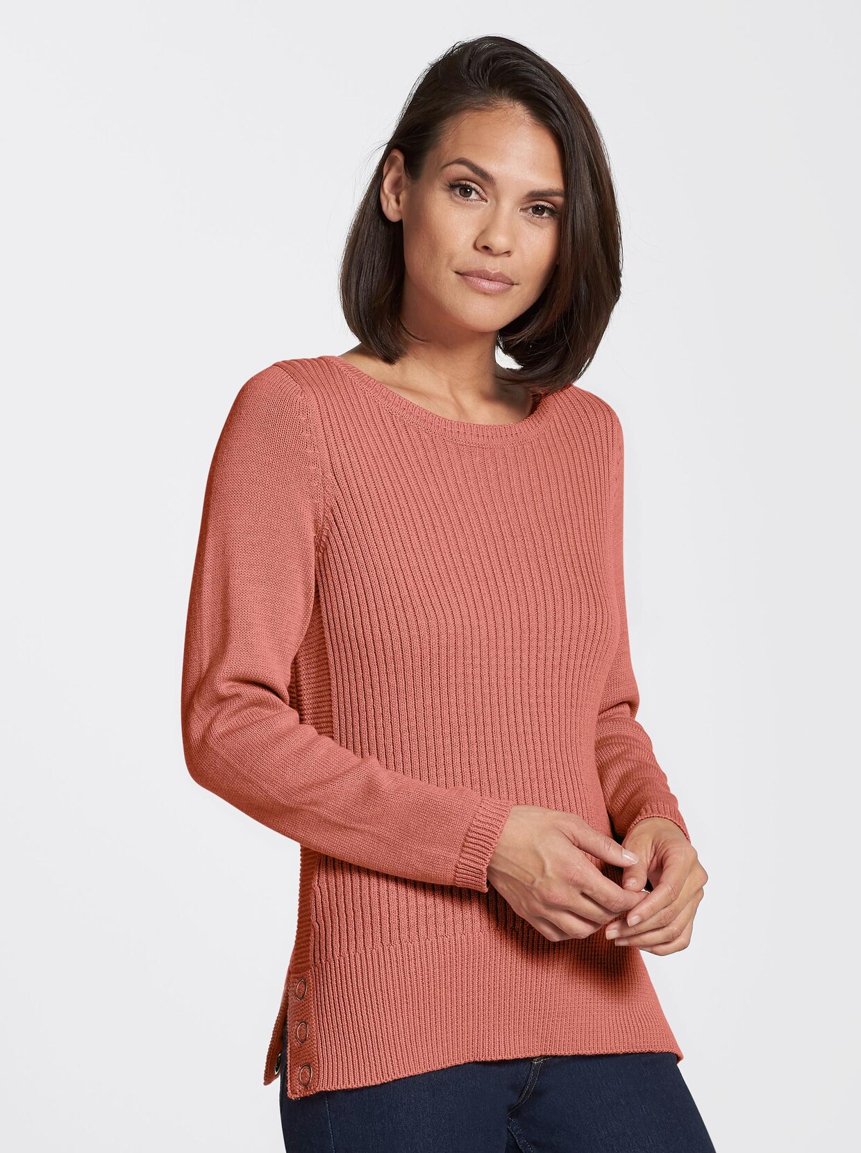 Strickpullover - lachsrot