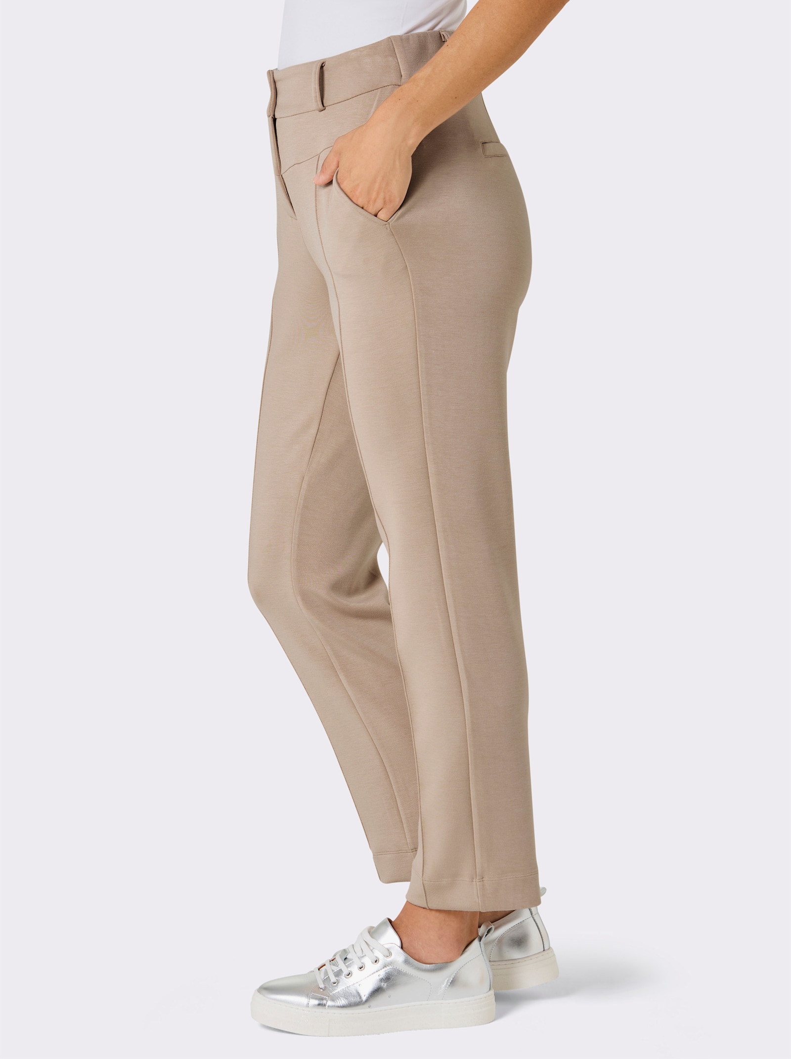 CREATION L PREMIUM Jerseyhose mit Biesen - beige