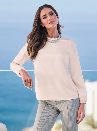 heine Schluppenbluse mit Knopfverschluss im Nacken - elfenbein