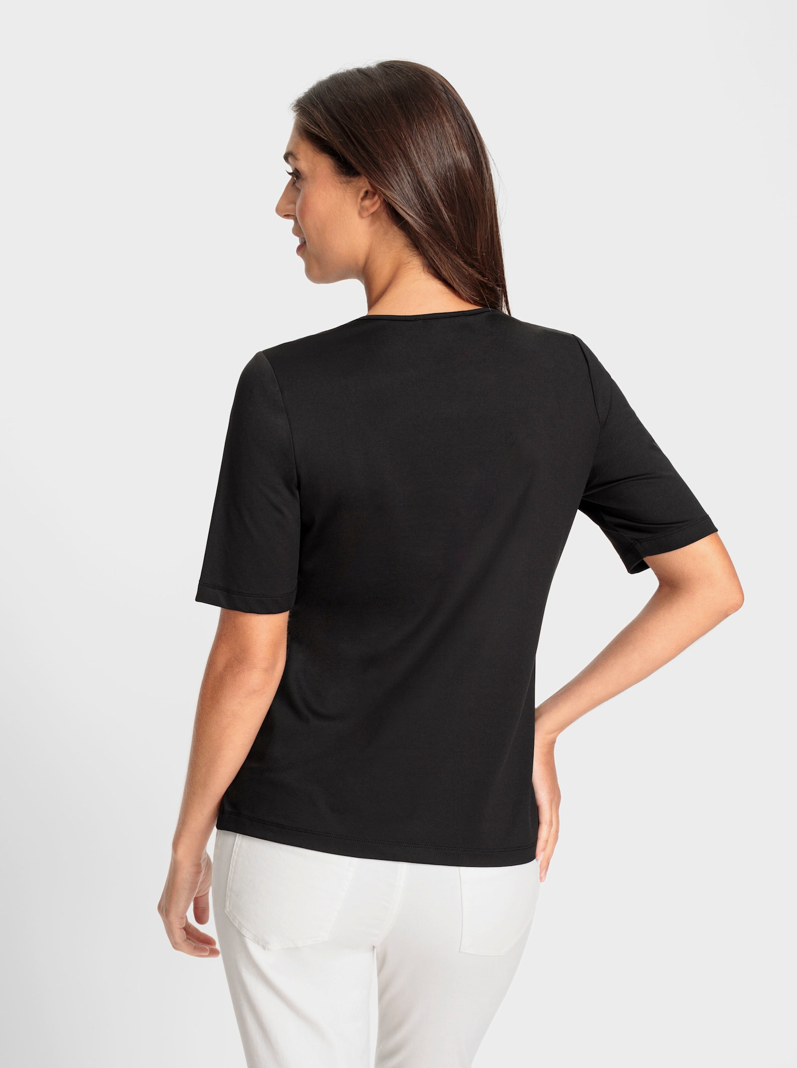 heine Shirt met korte mouwen en cut-outs bij de hals - zwart