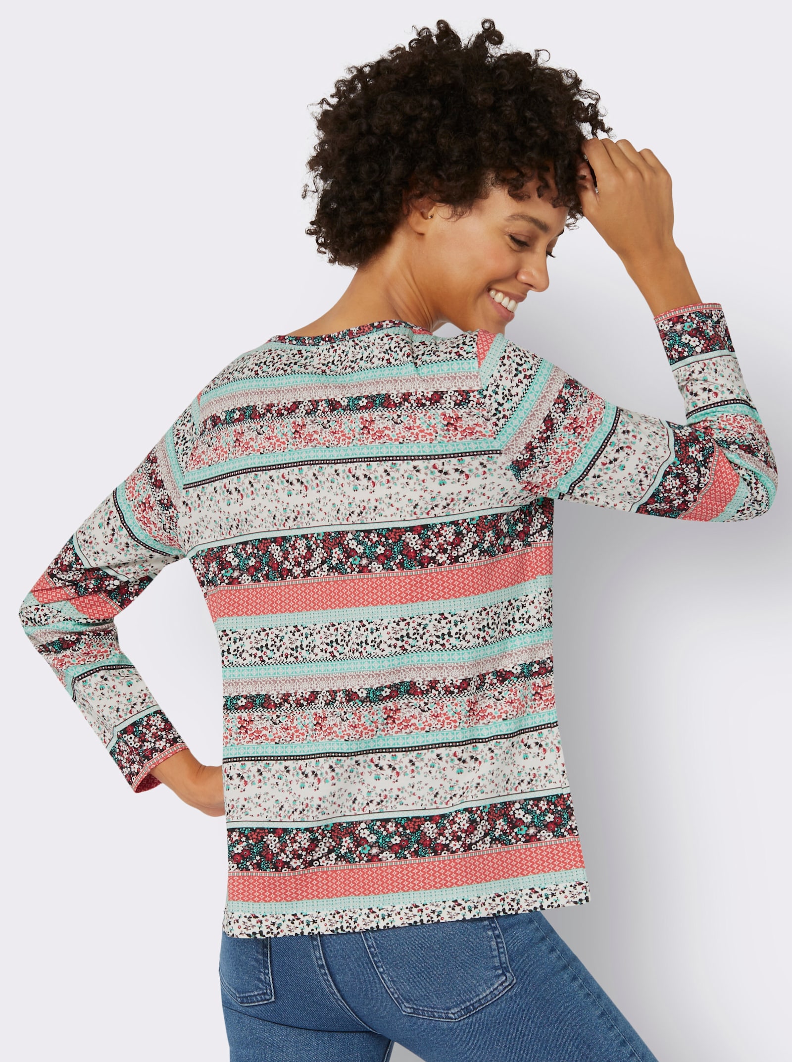 Tričko s okrúhlym výstrihom, mix vzorov - Oranžovo-vzorované