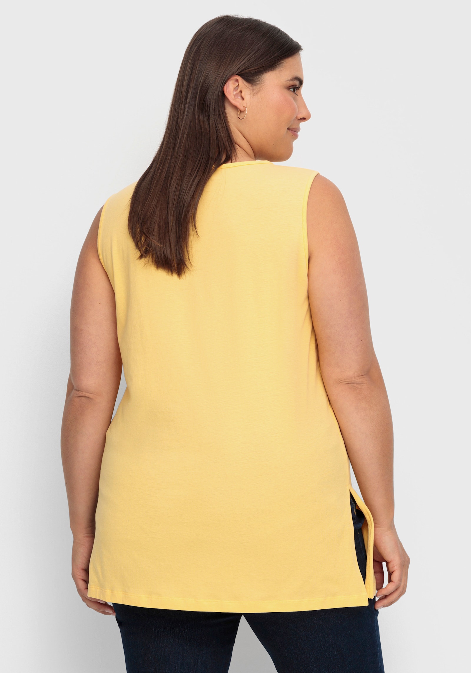 Longtop mit Seitenschlitzen - gelb