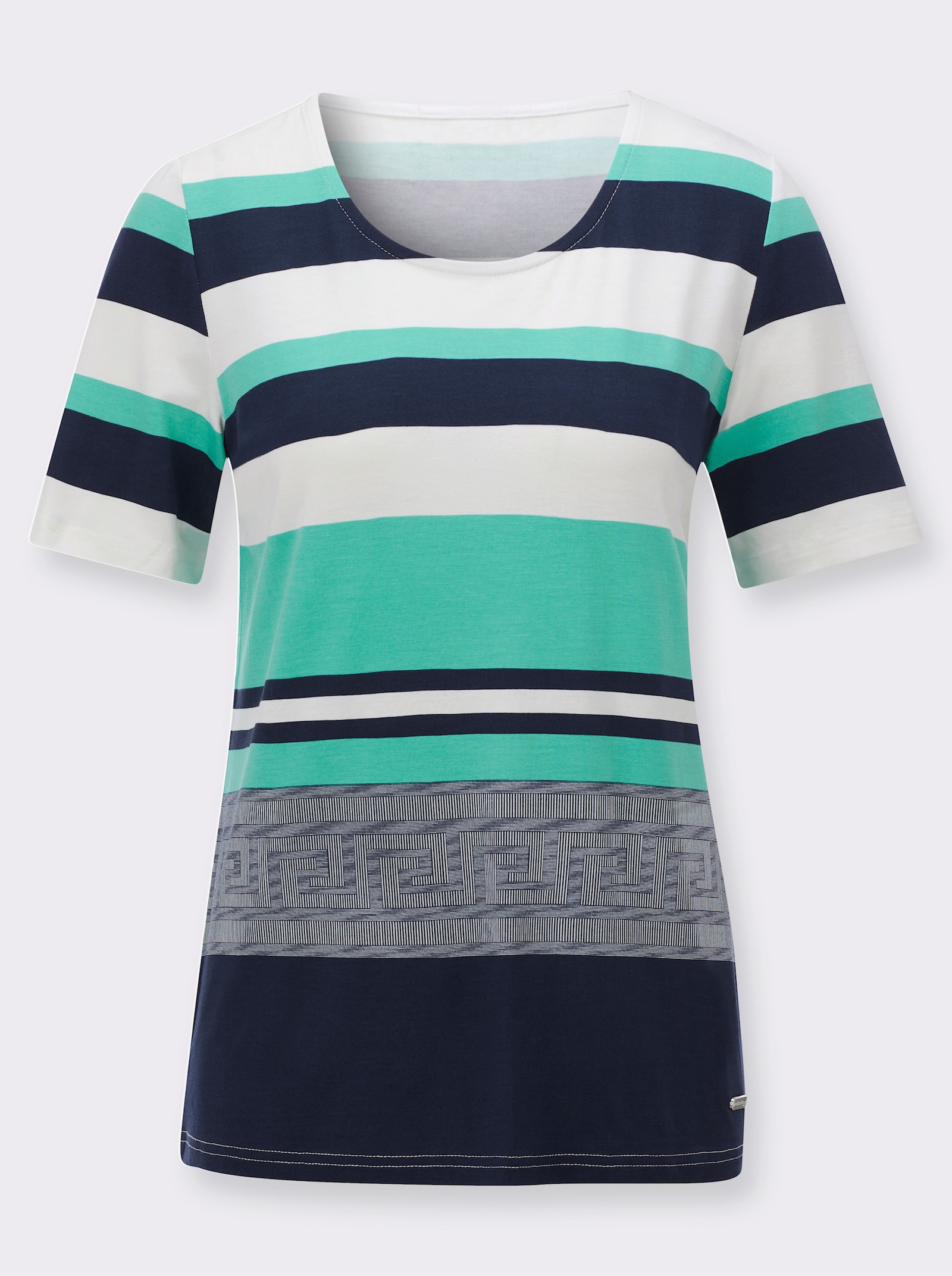 Kurzarmshirt mit hochwertiger Viskose - blaugrün-marine-bedruckt