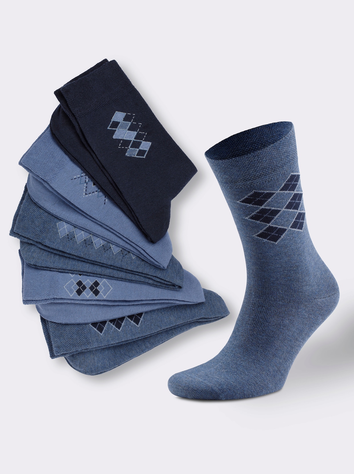 wäschepur Herren-Socken - marine-gemustert