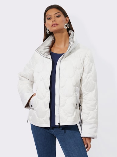 Leichtdaunenjacke mit hochwertiger Füllung - weiß-steingrau