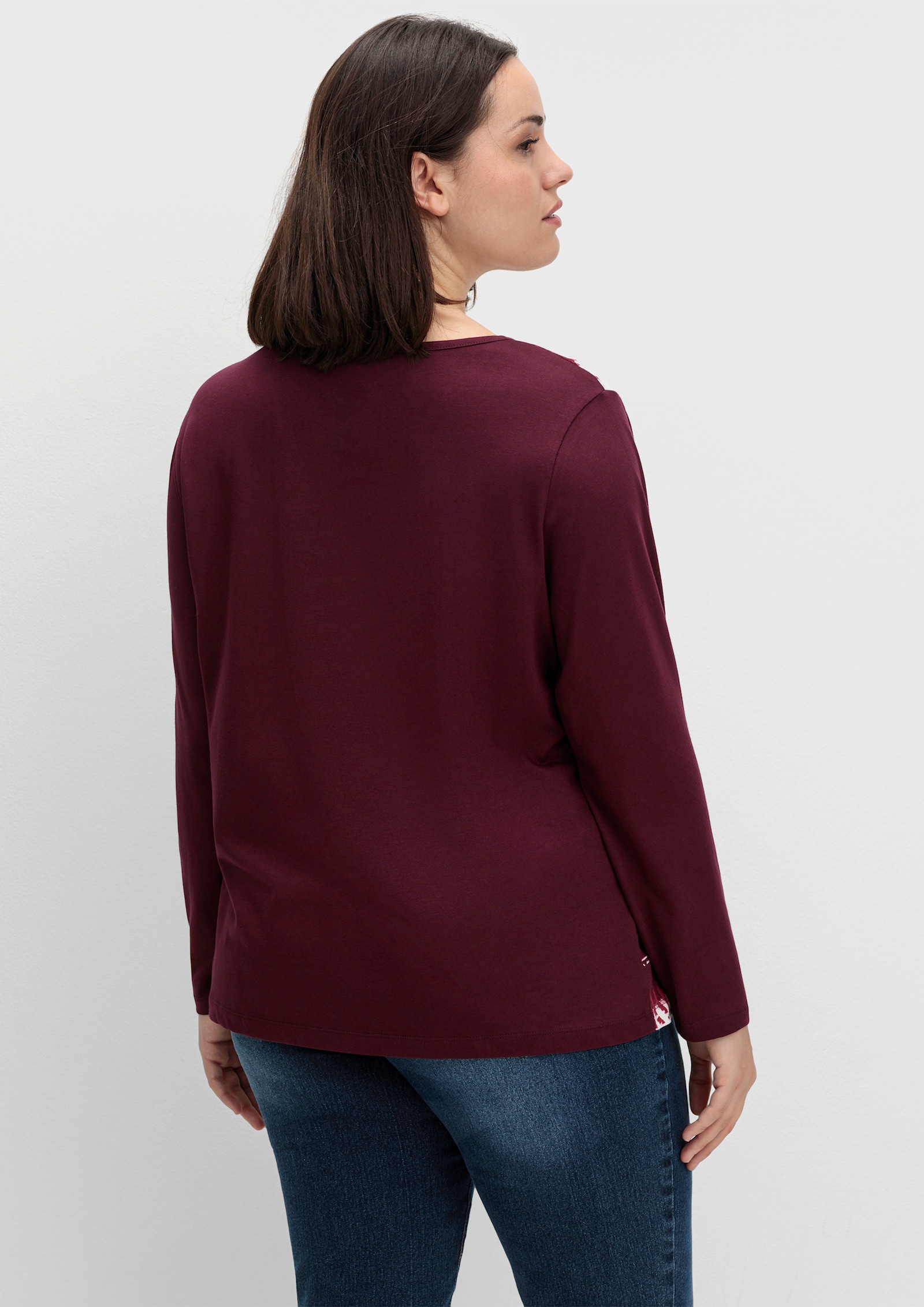 Langarmshirt mit grafischem Muster vorne - bordeaux-gestreift