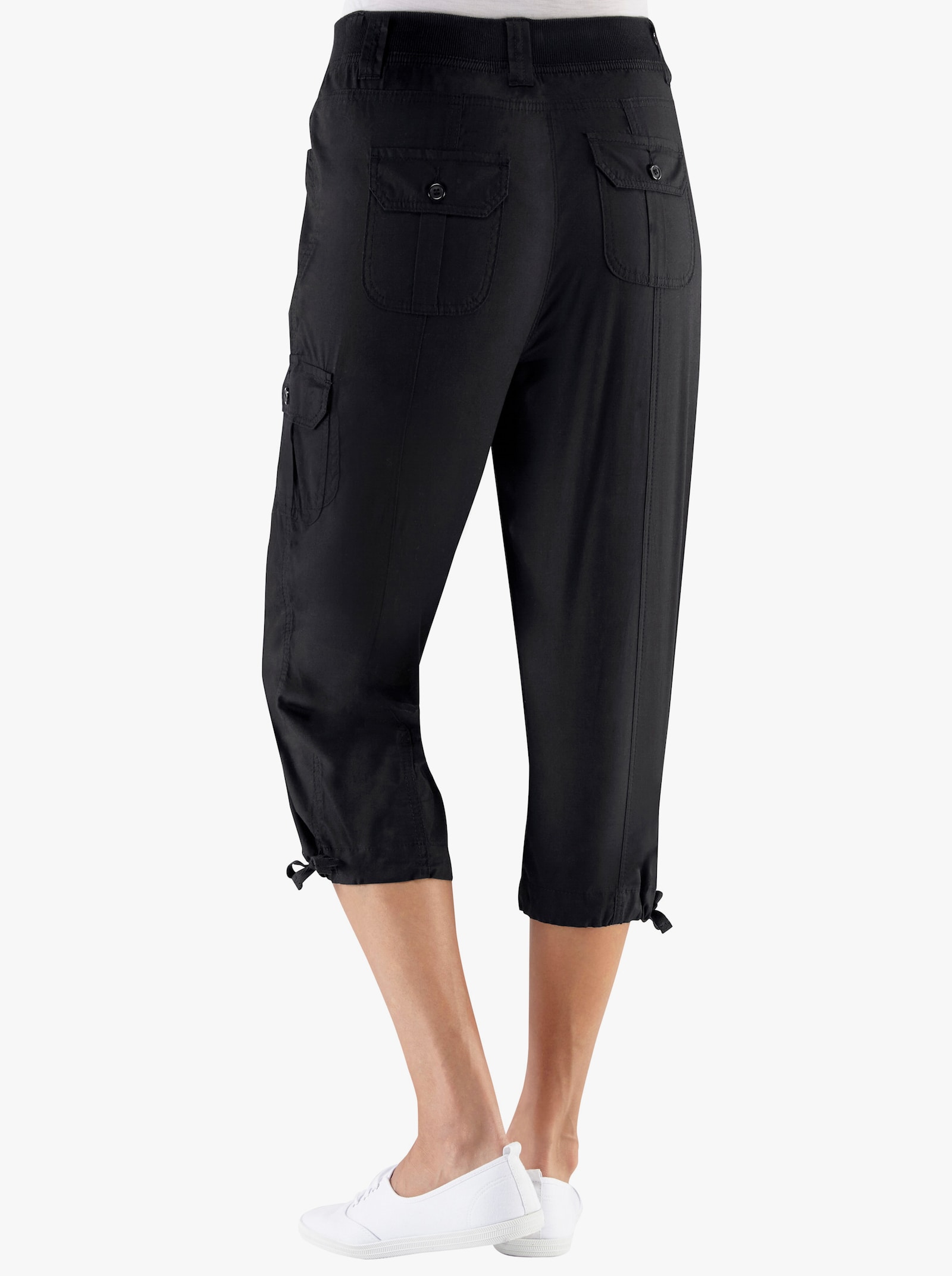 Caprihose mit weitenverstellbarem Saum - schwarz