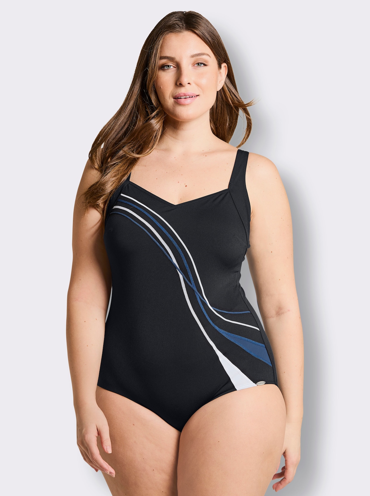 Sunflair Badeanzug in figurschmeichelnder Optik - schwarz-graphit