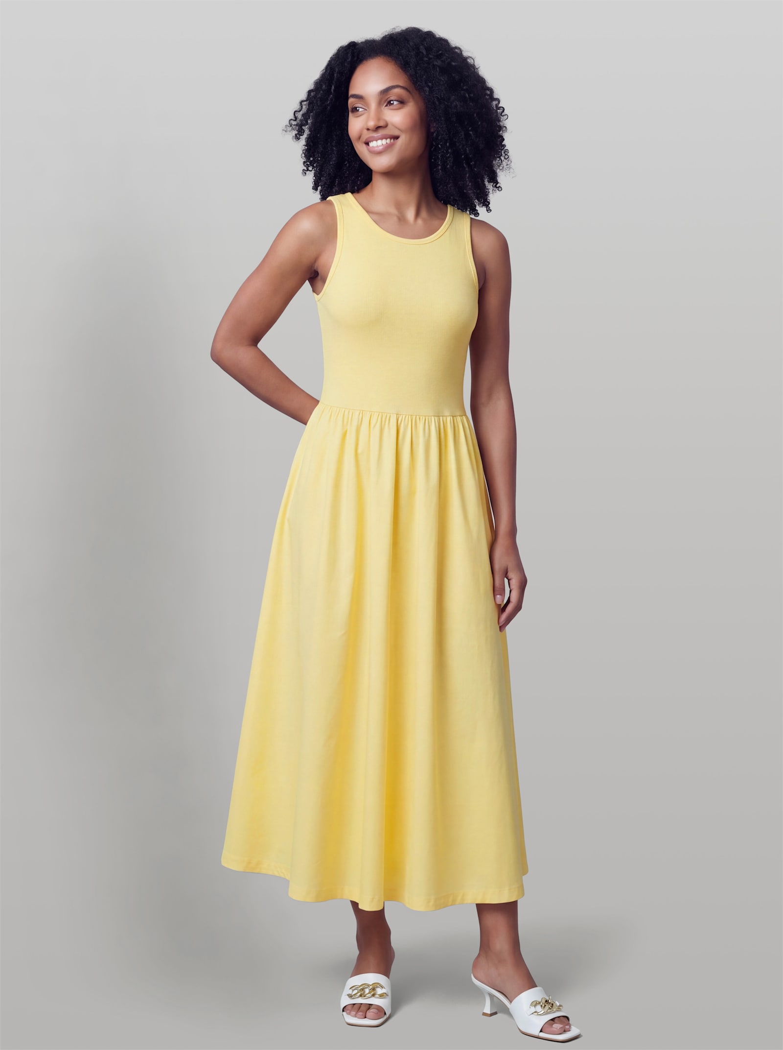 heine A-Linien-Kleid mit Jersey-Oberteil - zitrone