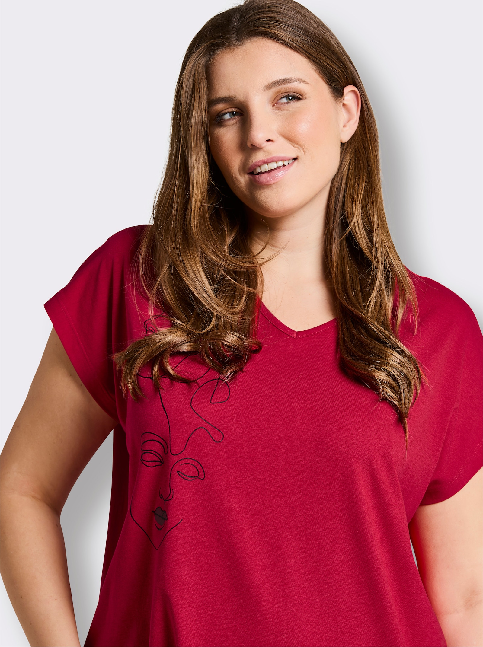 wäschepur Sleepshirts in Oversize-Form - weiß + rot