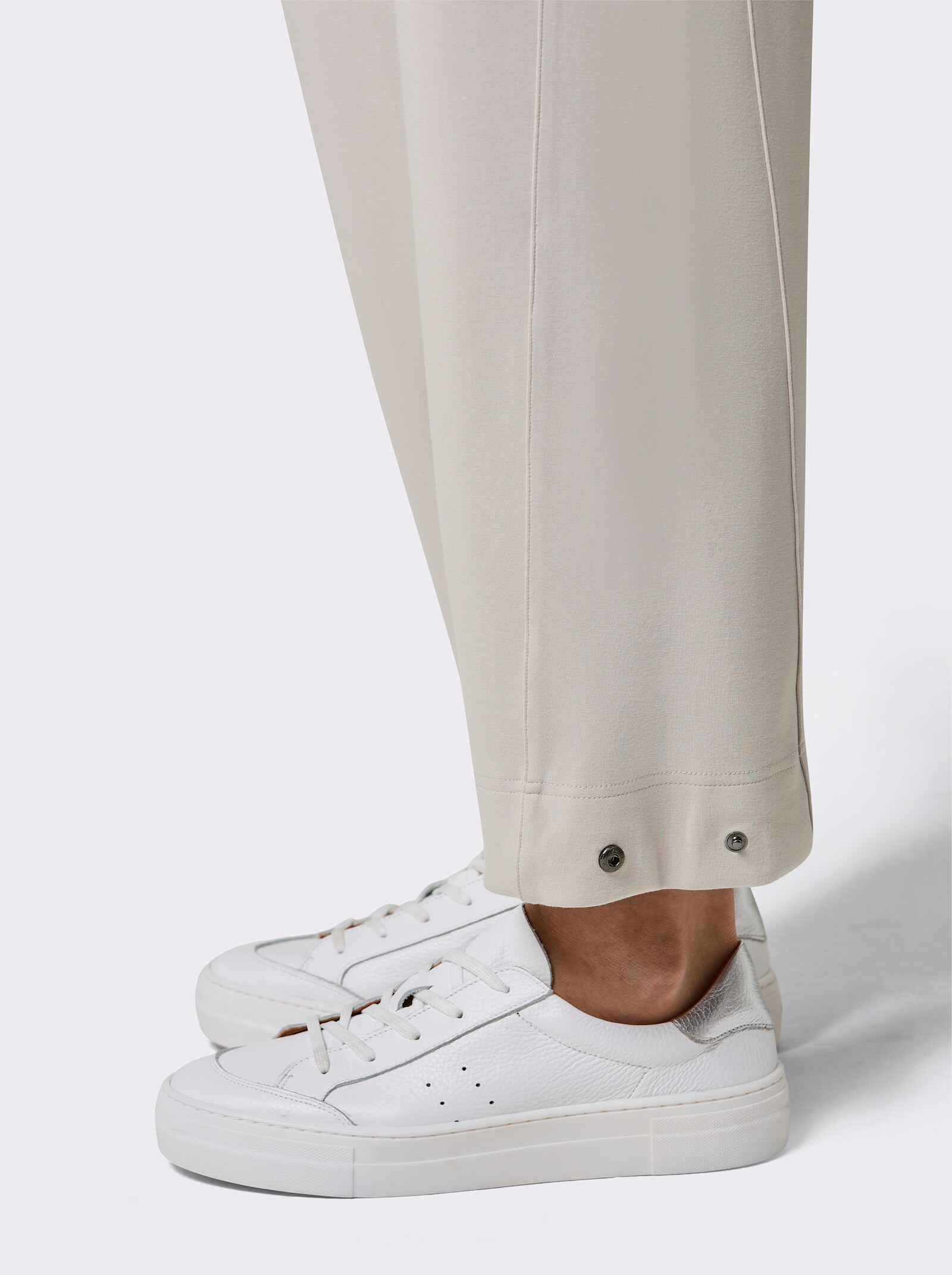 CREATION L PREMIUM Jerseyhose mit Falten am Beinabschluss - hellgrau