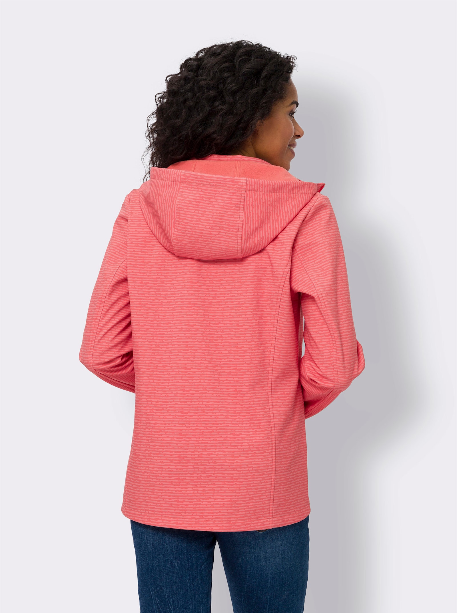 Softshelljacke innen weich angeraut - koralle-flamingo-bedruckt