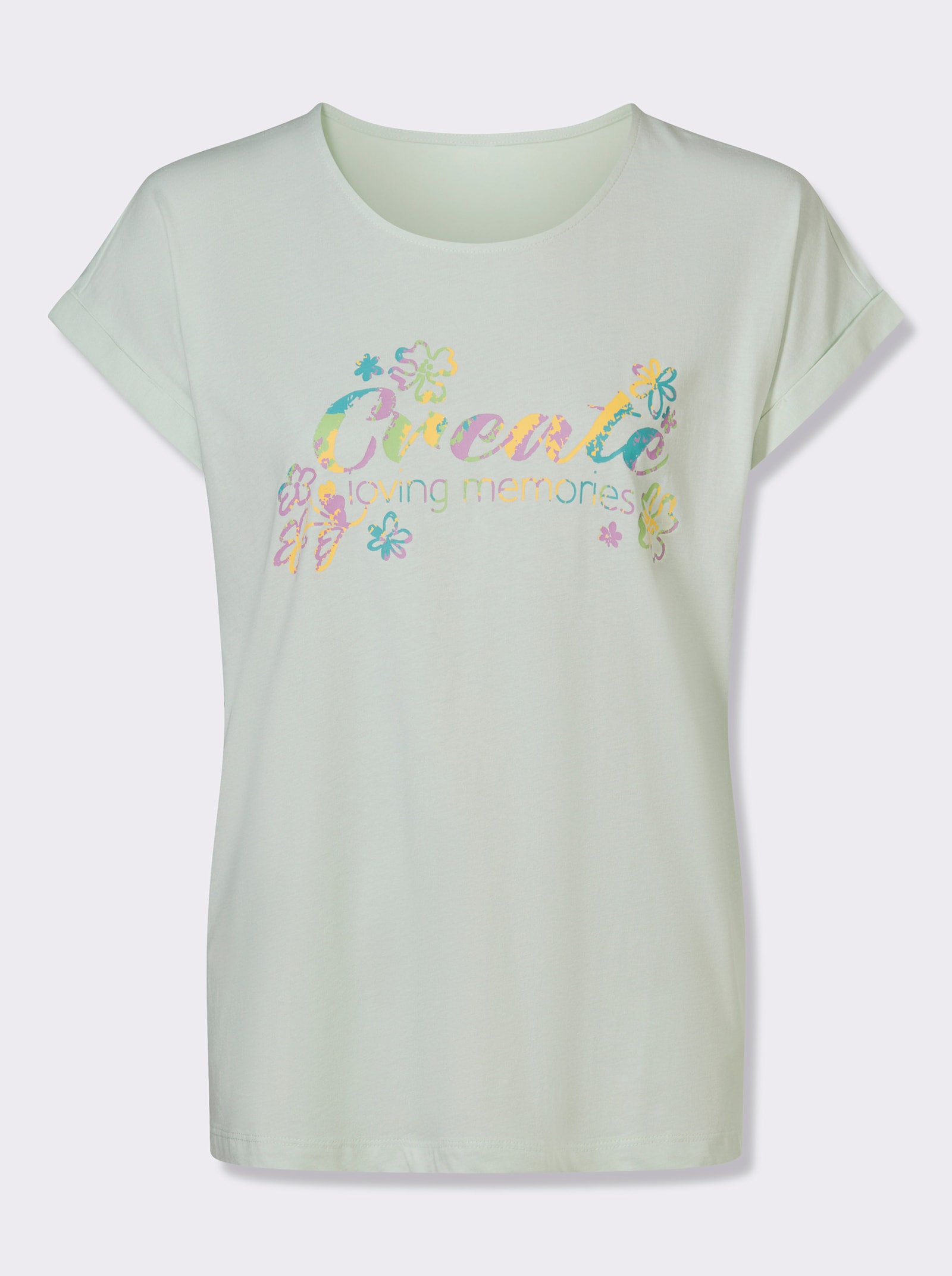 Tričko,kr.ruk., výstrih - Jemná mätová-žltá