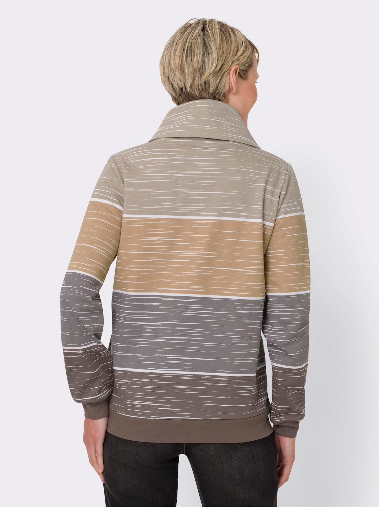 Sweatshirt - dunkeltaupe-sesam-bedruckt