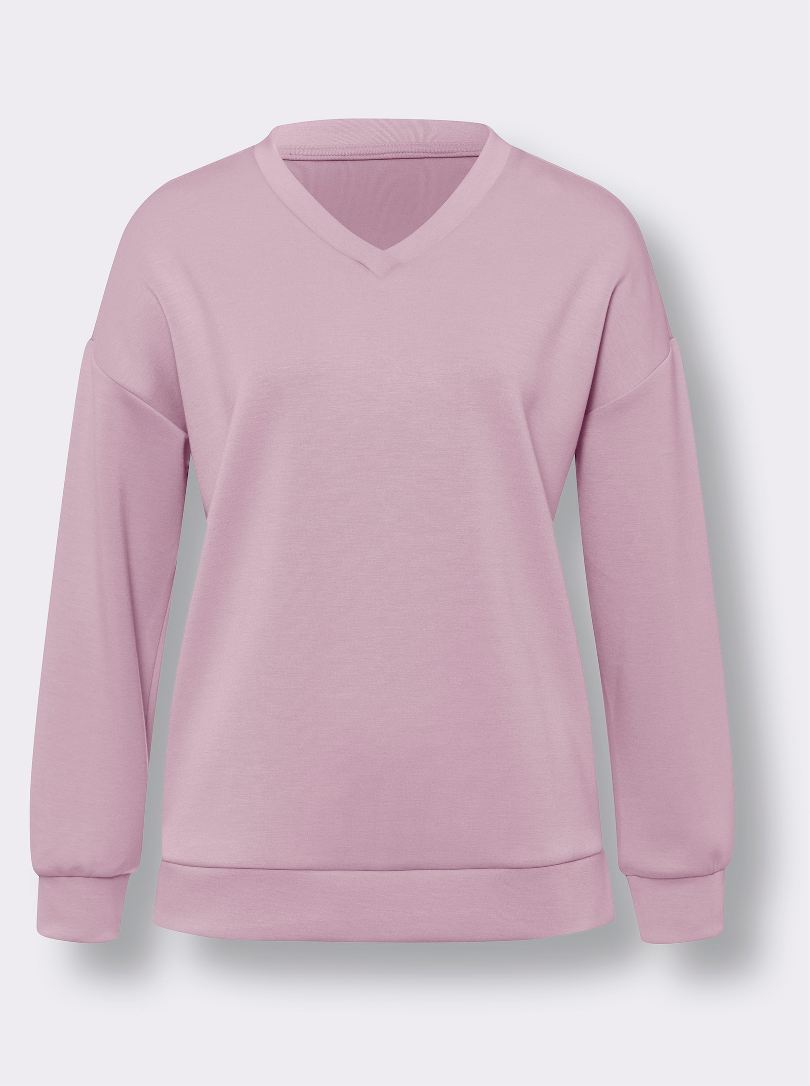 heine Sweatshirt mit V-Ausschnitt, weich - mauve