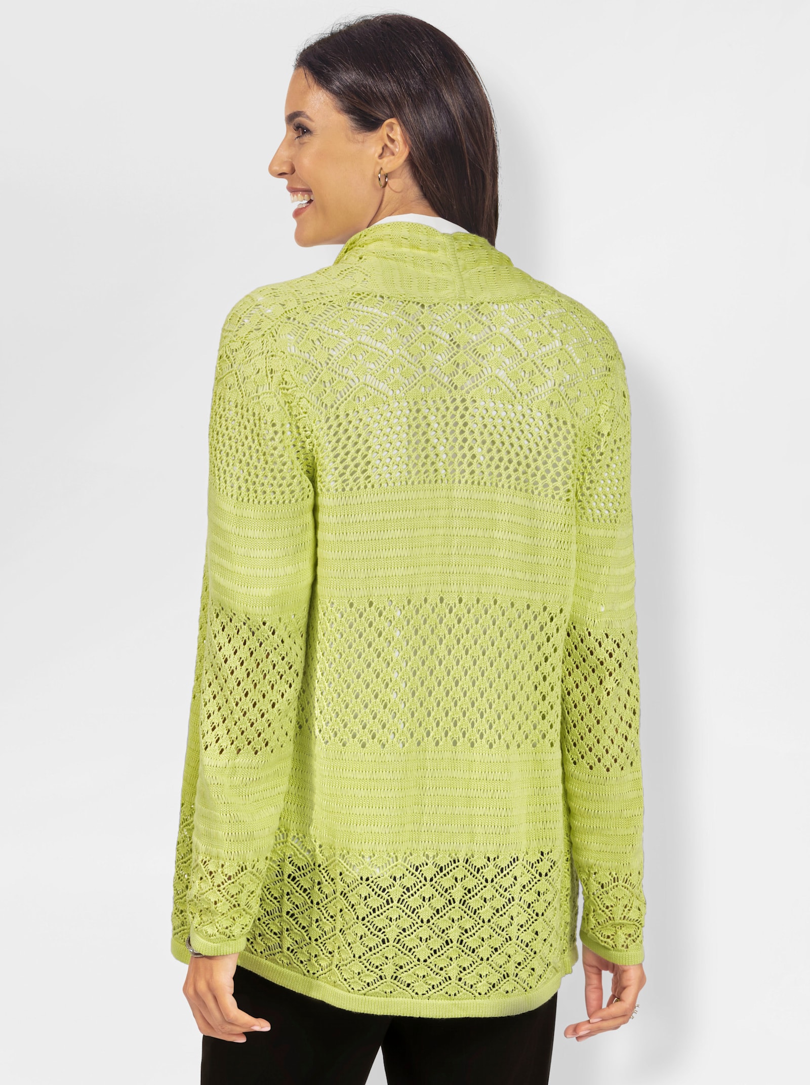 Veste en tricot avec motif ajouré - vert pistache