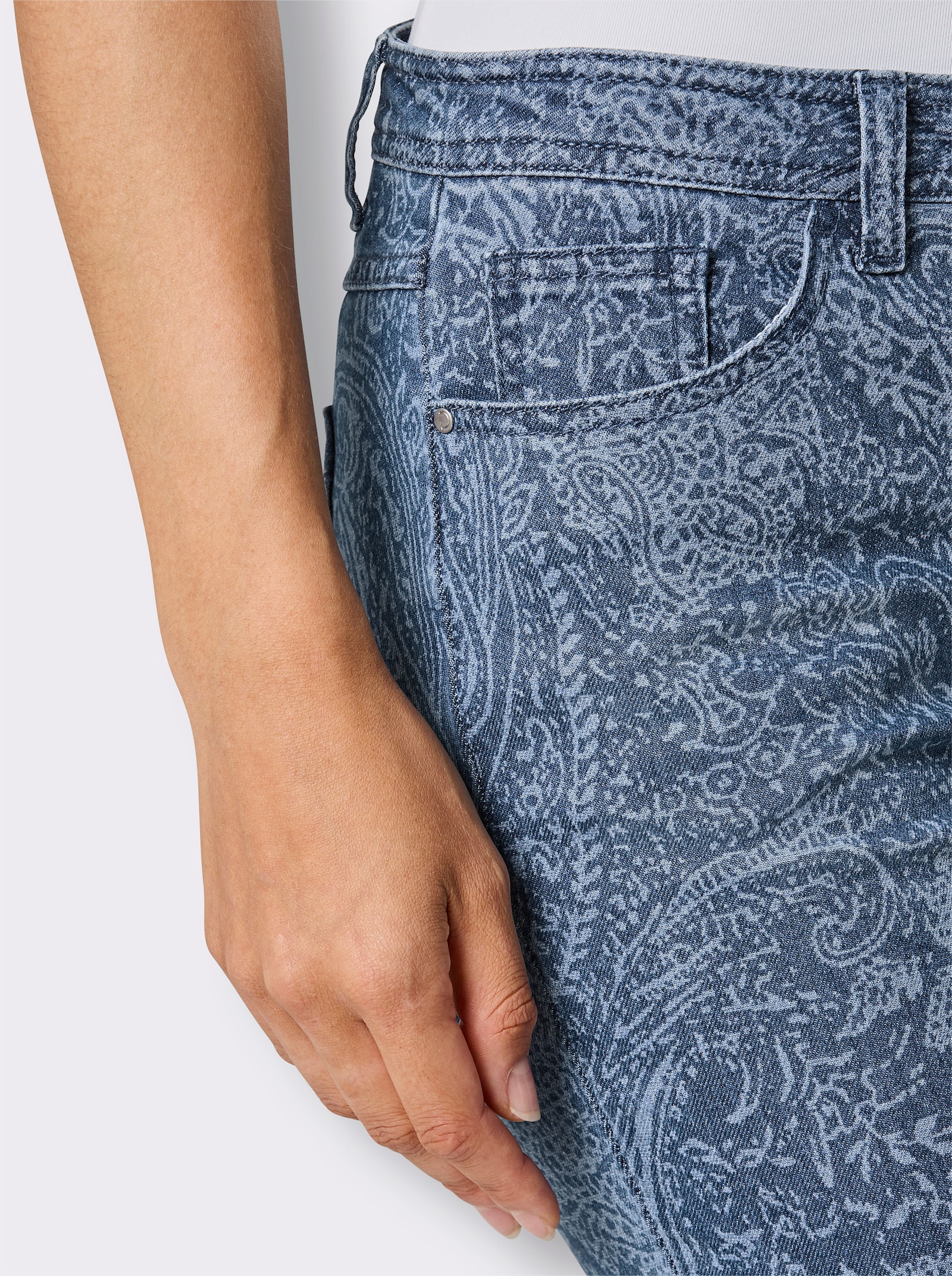 CREATION L PREMIUM 5-Pocket-Jeans im Print-Dessin - blue-bleached