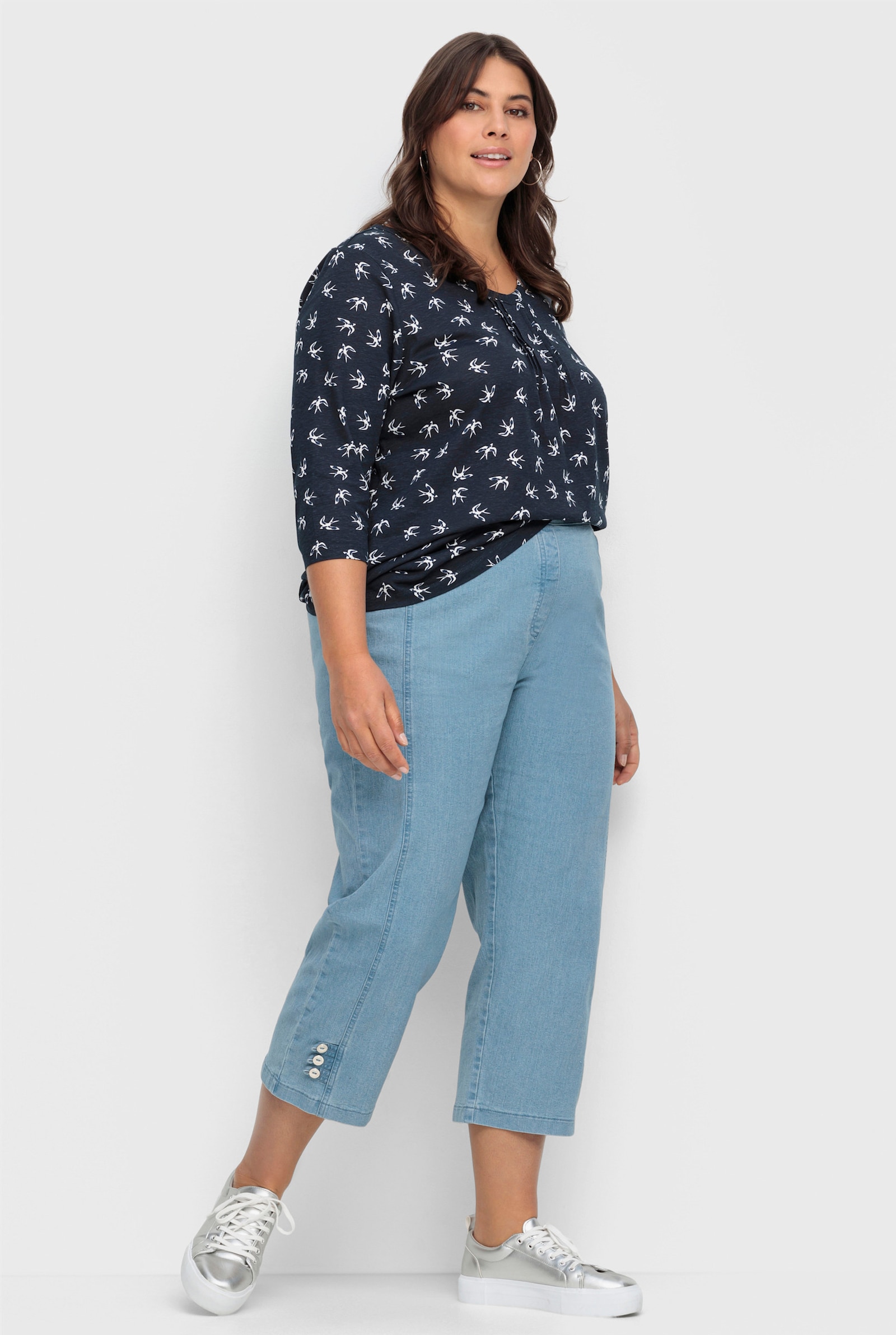 7/8-Jeans mit Zierriegel am Abschluss - blue-bleached