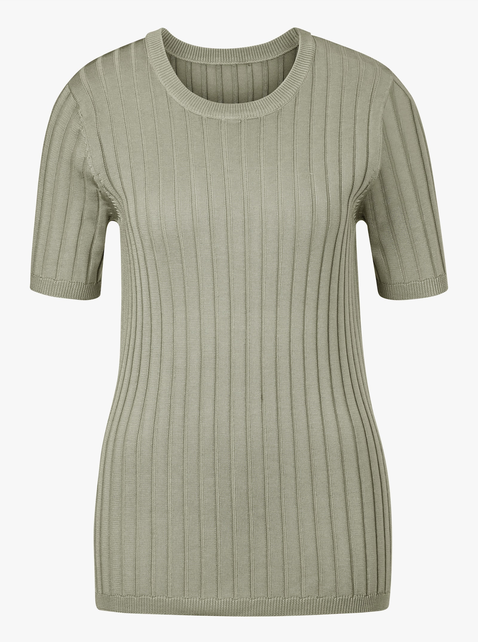Kurzarmpullover in Ripp-Qualität - schilf