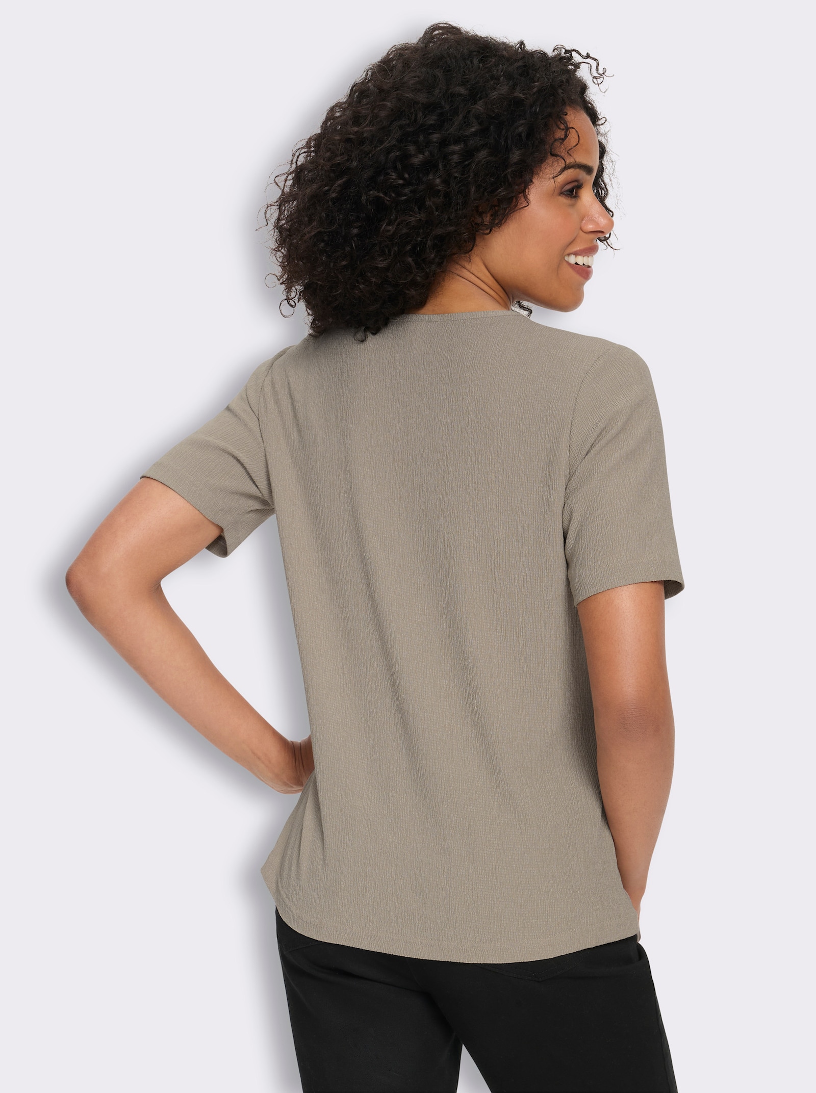 Shirt met korte mouwen en borstzak - sesam