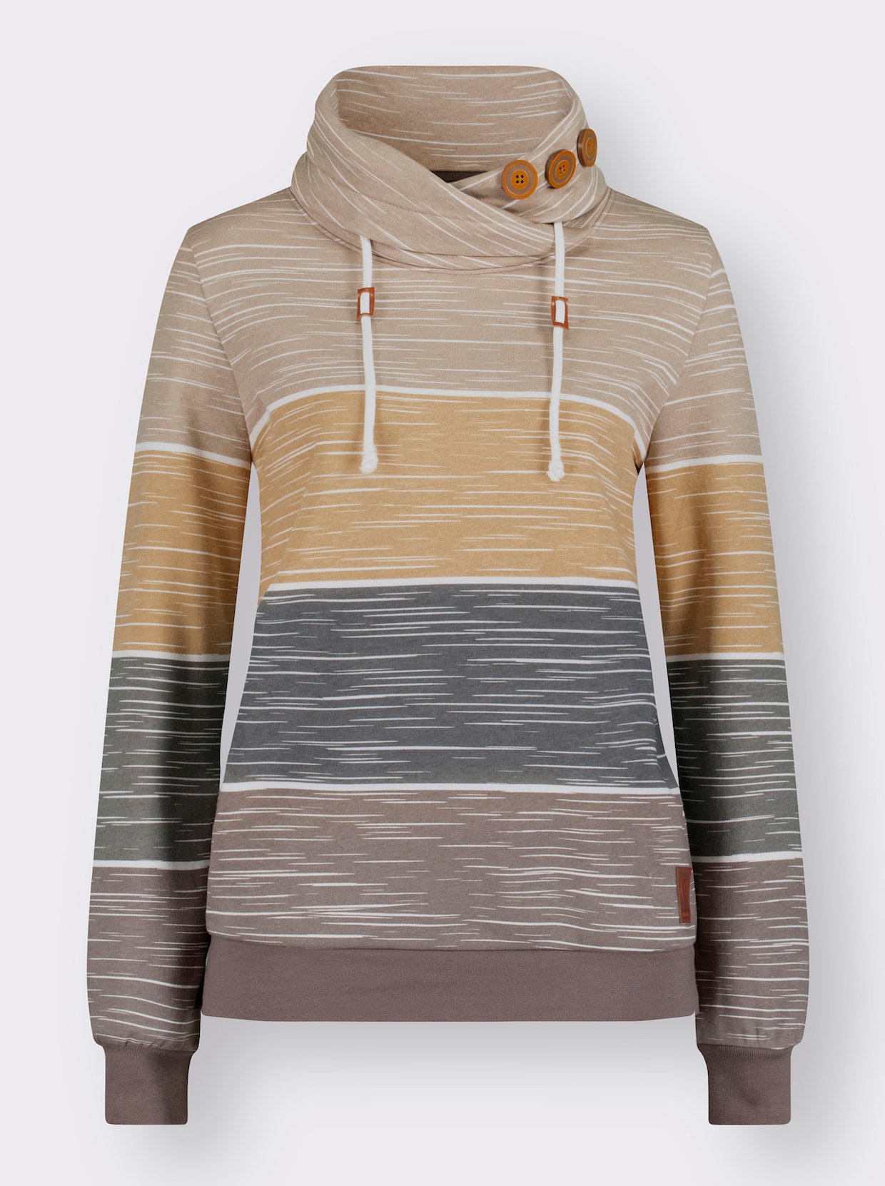 Sweatshirt - dunkeltaupe-sesam-bedruckt