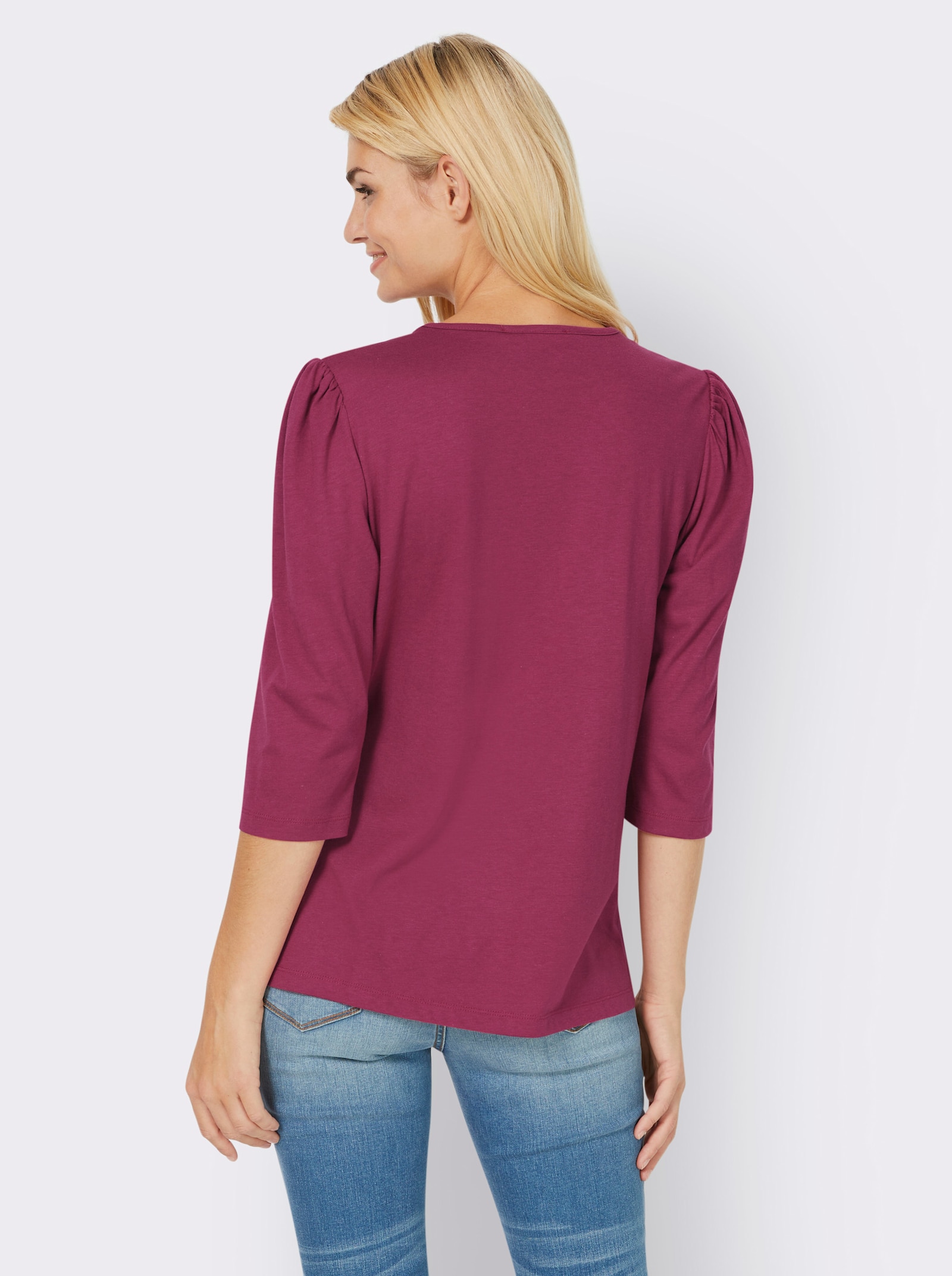 heine Shirt met 3/4-mouwen en rimpelingen - fuchsia